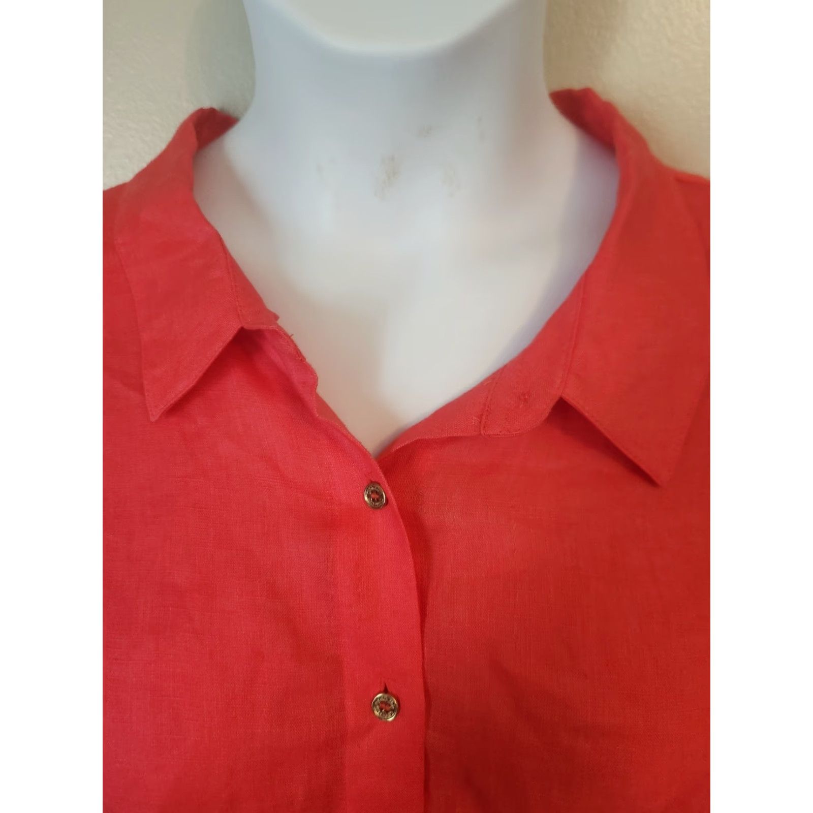 Calvin Klein Calvin Klein Womens Red Roll Tab Sleeve High Low Tunic Top Shirt 2X Plus Size XXL / US 16-18 / IT 52-54 - 2 Thumbnail