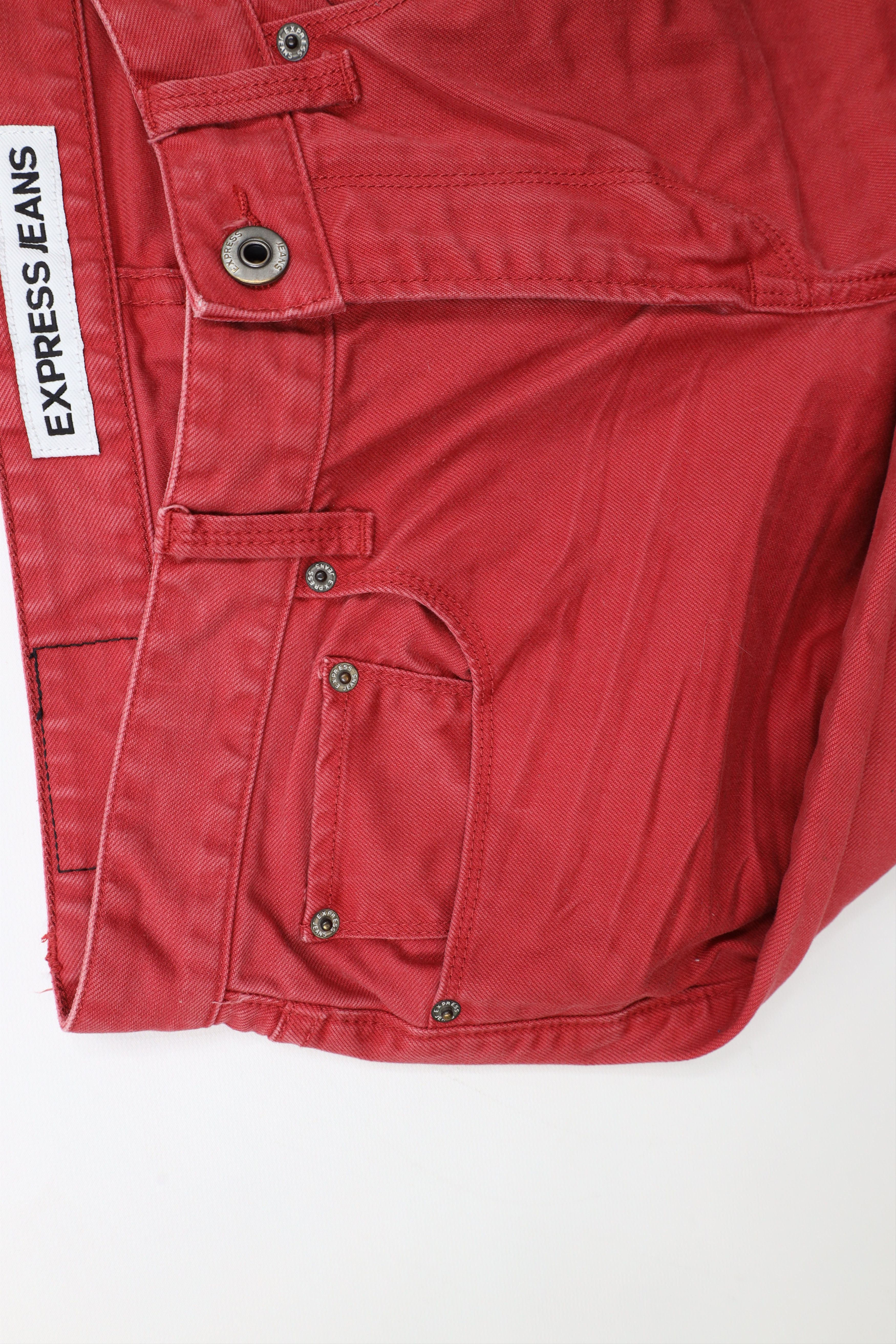 Express × Vintage Express Rocco Slim Fit Skinny Leg Denim Jeans Red Cotton Size US 32 / EU 48 - 14 Thumbnail