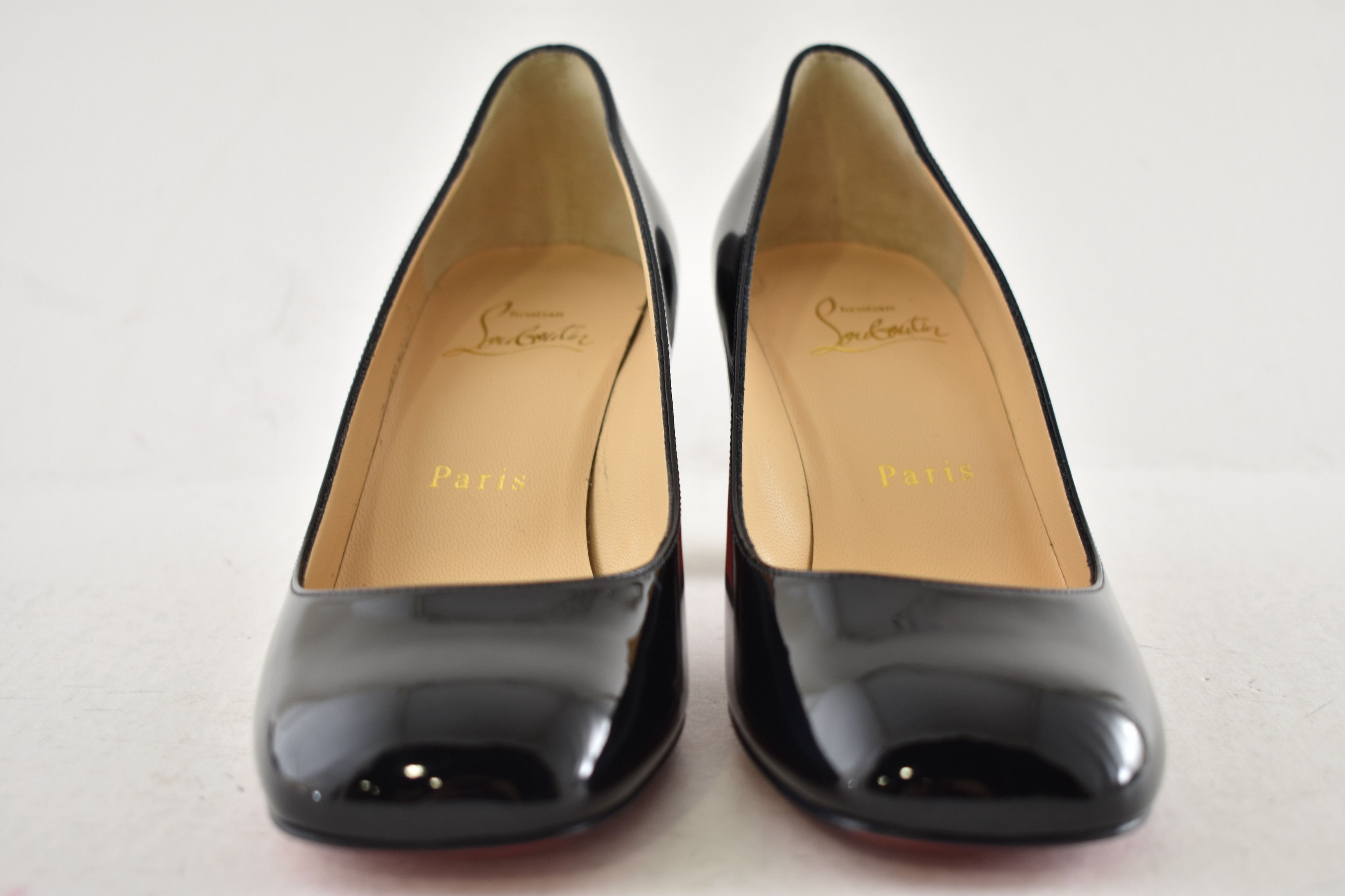 Christian Louboutin Cadrilla 70 Black Patent Leather Block Heel Classic Pump 35 Size US 5 / IT 35 - 9 Thumbnail