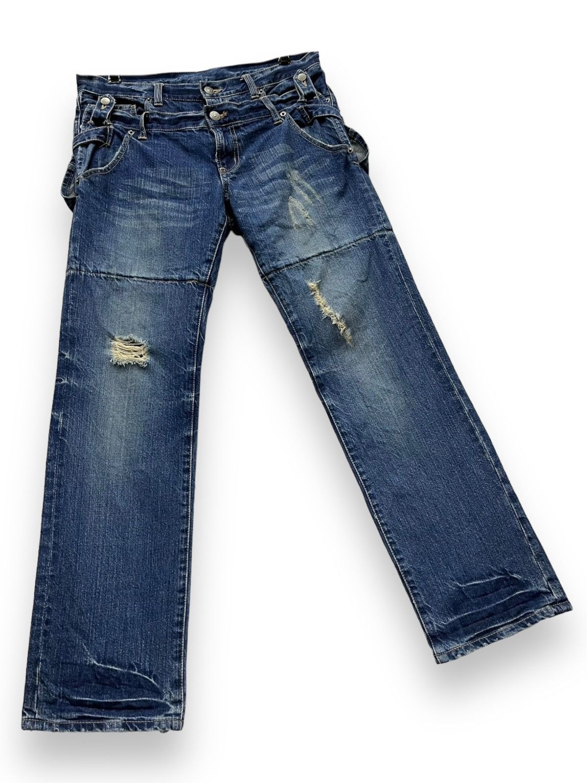 Le Grande Bleu (L.G.B.) × PPFM × Seditionaries FYE RARE🔥PPFM Punk Real Double Waist Ripped Unique Design💥 Size US 31 - 11 Thumbnail