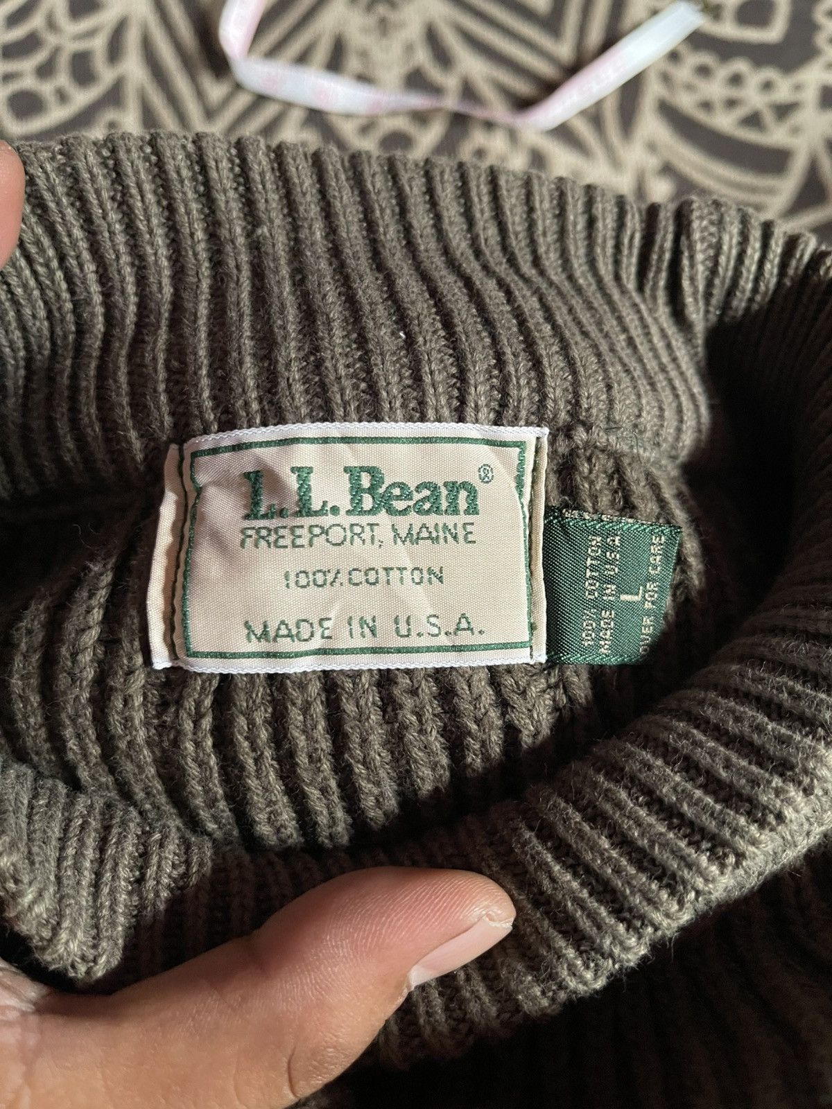 L.L. Bean Vintage L.L.Bean Olive Green Ribbed Knit Sweatshirt🔥🔥🔥 Size US L / EU 52-54 / 3 - 5 Thumbnail