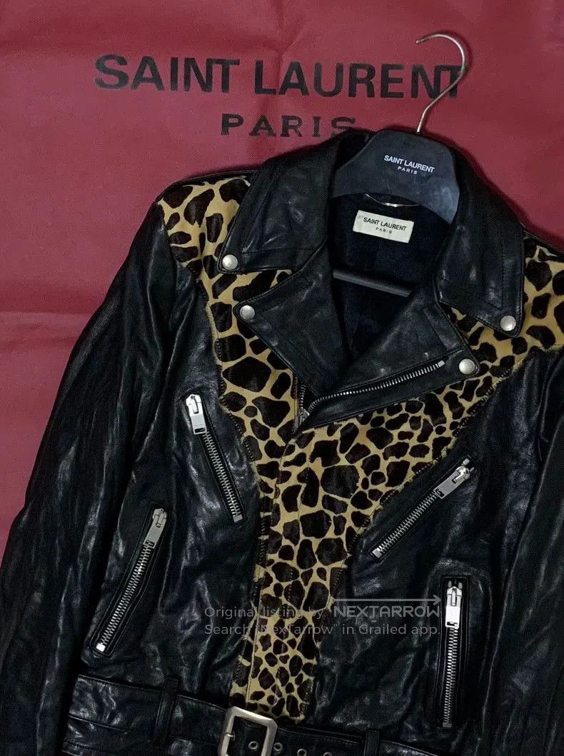 Saint Laurent Paris Saint Laurent Leopard Print Leather Jacket. Size US XL / EU 56 / 4 - 6 Thumbnail