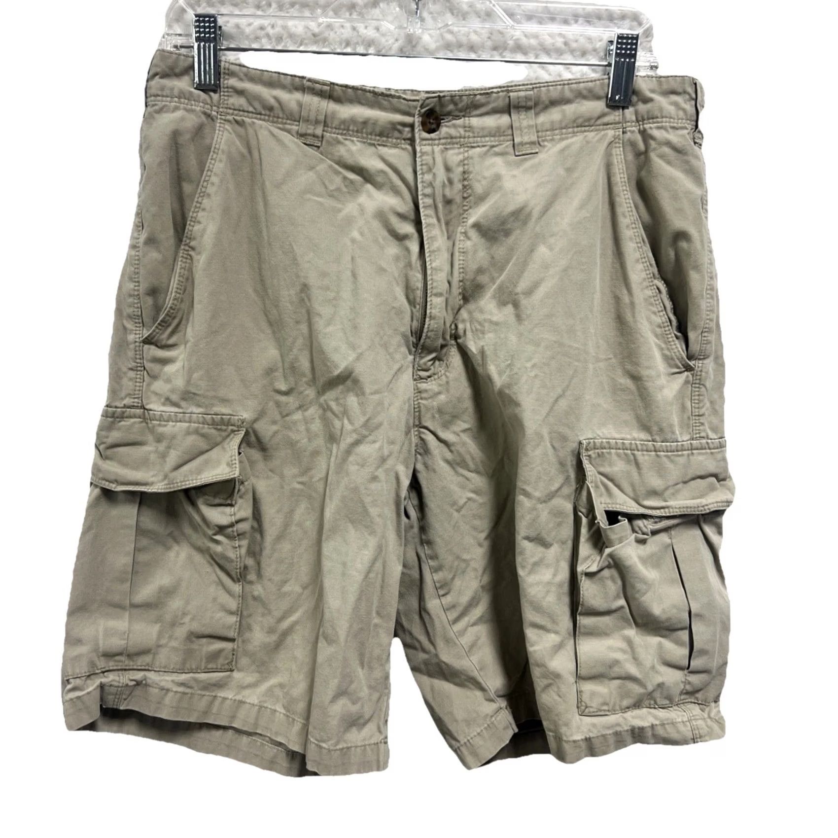 Vintage Woolrich Cargo Shorts Khaki 100% Cotton Zip Fly Casual Size 32 Mens Short Regular Rise Mid Cargo Pockets Logo Size US 32 / EU 48 - 2 Thumbnail