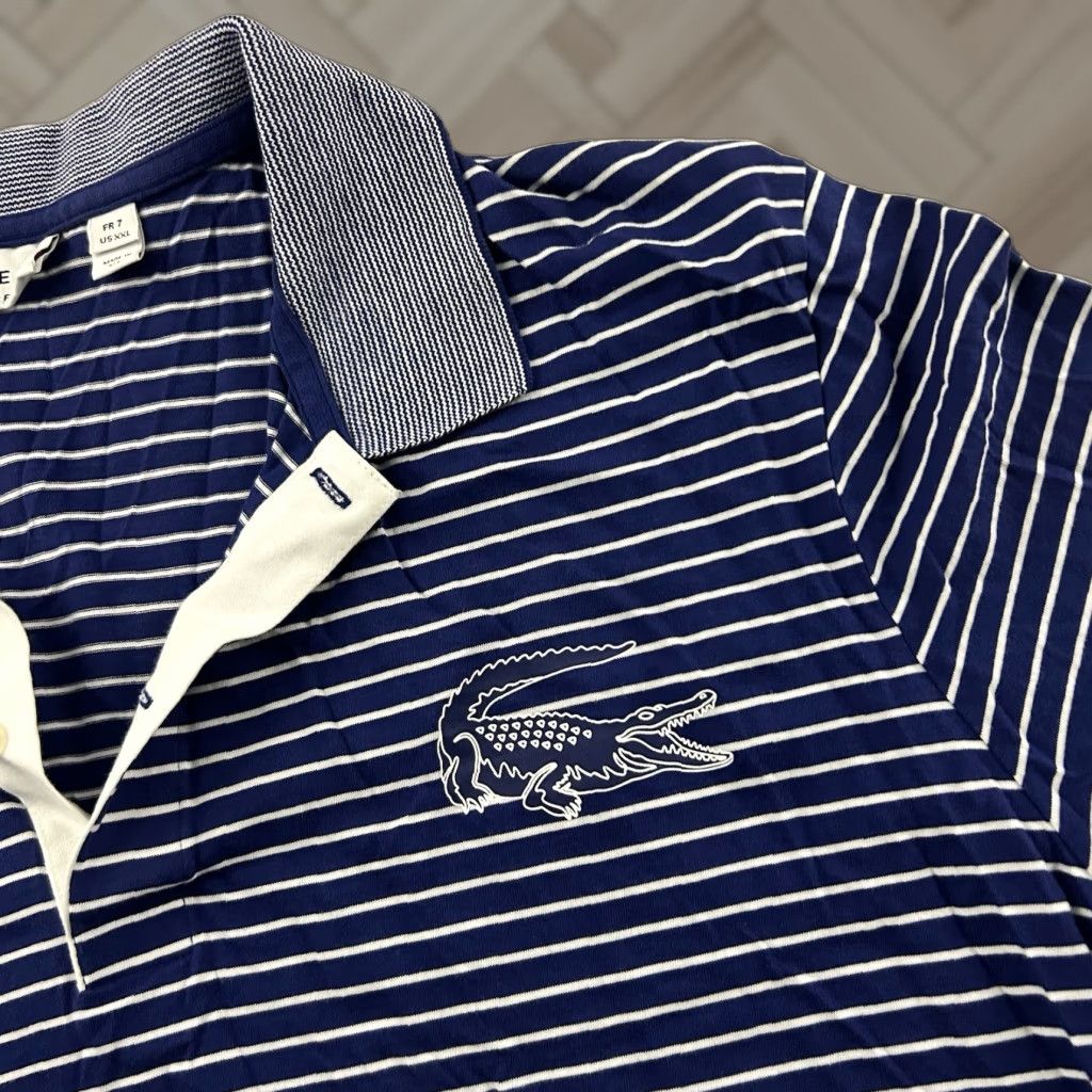 Lacoste Lacoste Striped Polo Shirt Mens XXL Regular Fit Short Sleeve Blue White Logo Polo Shirt Size US XXL / EU 58 / 5 - 1 Thumbnail