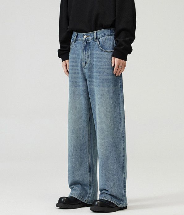Japanese Brand Japanese retro straight-leg loose washed baggy jeans for men Size US 32 / EU 48 - 3 Thumbnail