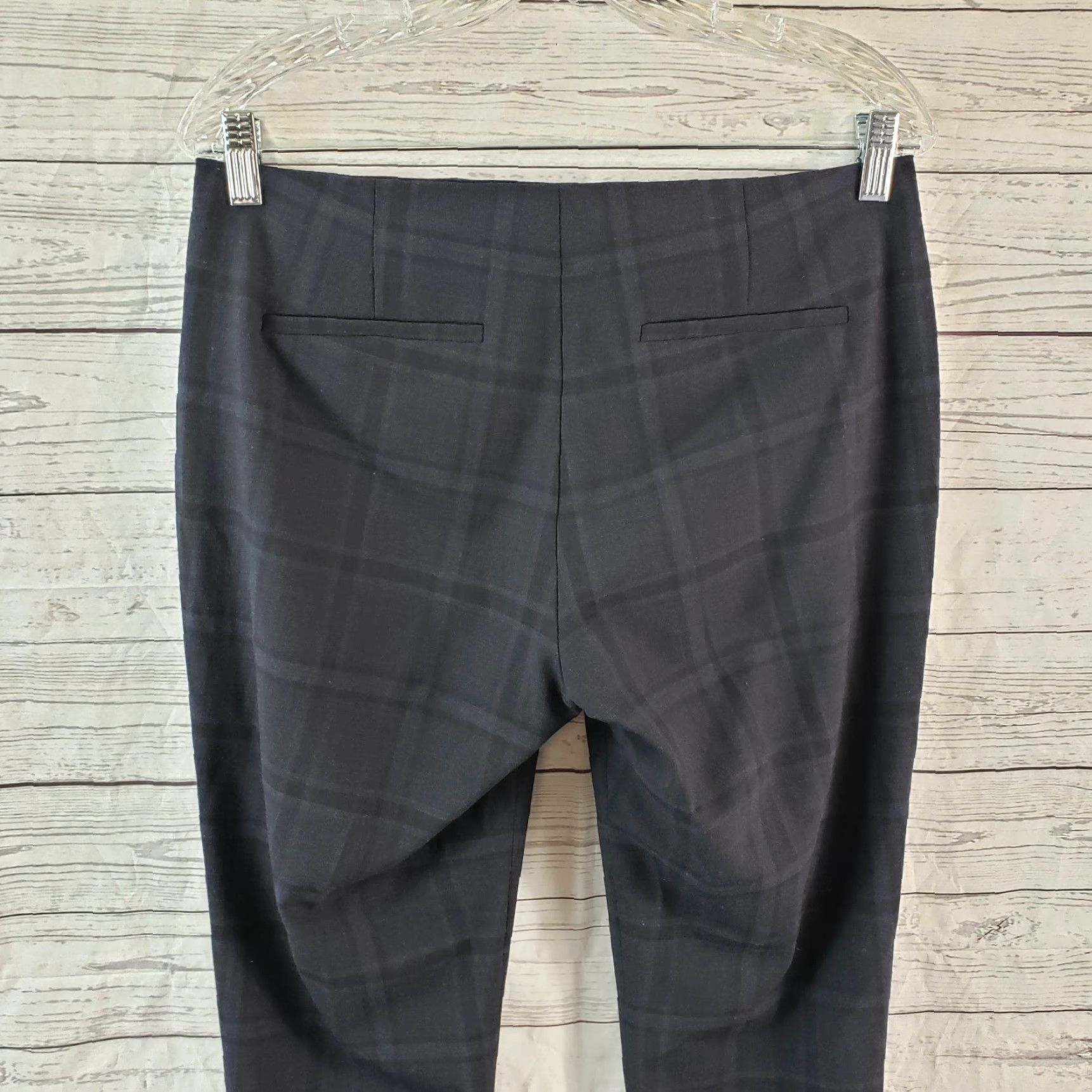 Theory Theory Womens Pants 6 Black Blue Plaid Wool Blend Cuffed Low Rise Dress Pants Womens Size 28" / US 6 / IT 42 - 4 Thumbnail
