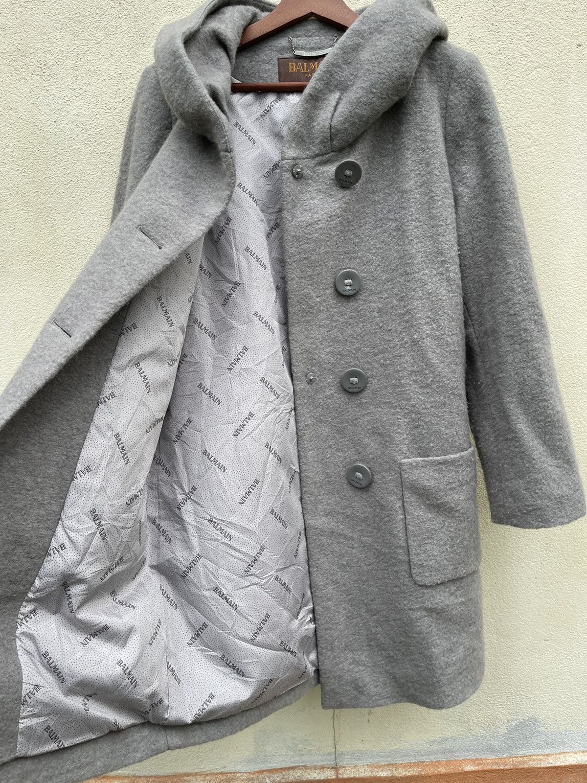 Balmain × Vintage ❌MAS OFFER❄️VINTAGE BALMAIN WOOL LONG HOODIES JACKET Size M / US 6-8 / IT 42-44 - 2 Thumbnail