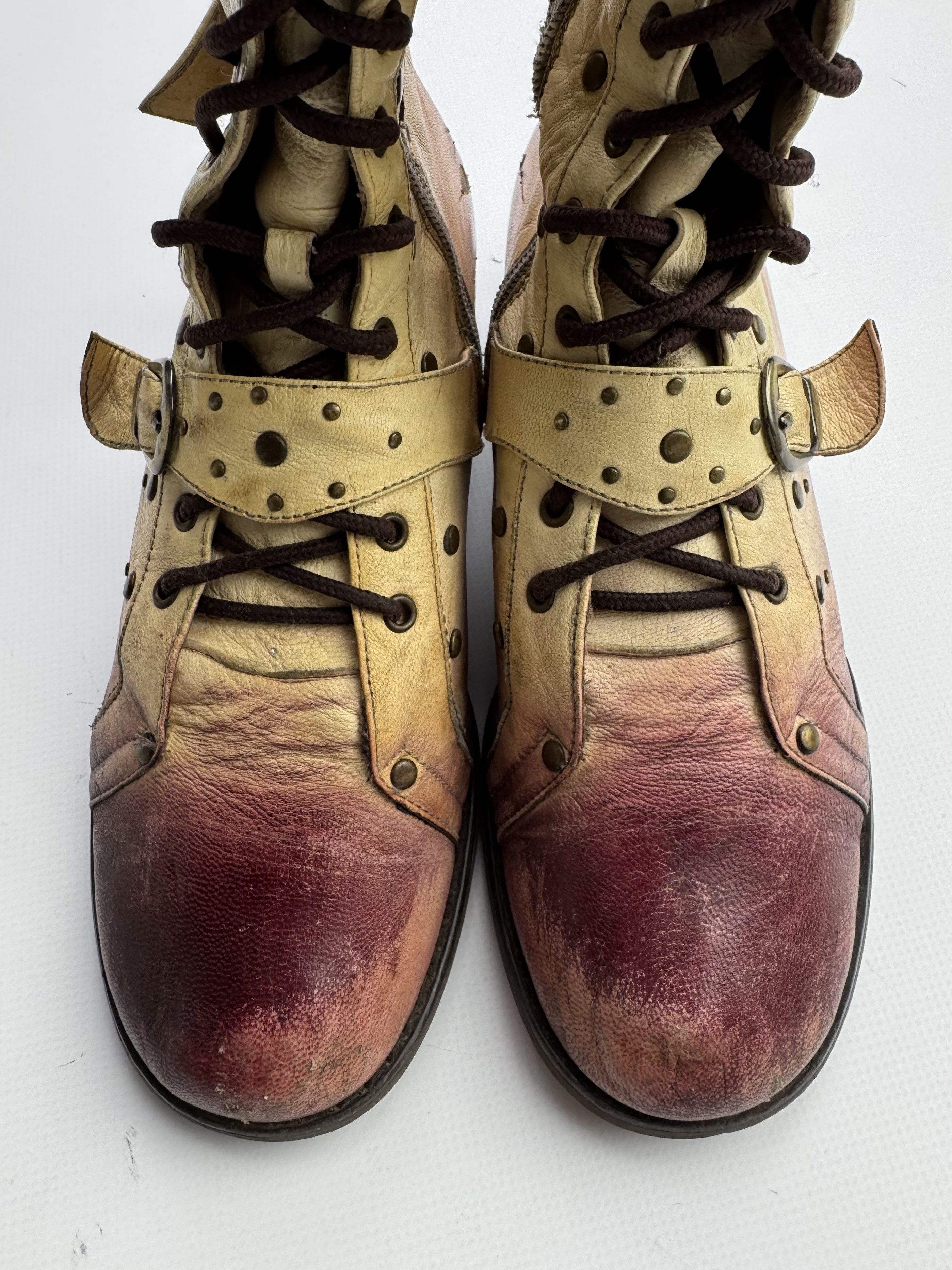 Other Vintage Faded Leather Boots With Straps B262(V3)E2 Size US 5 / IT 35 - 7 Thumbnail