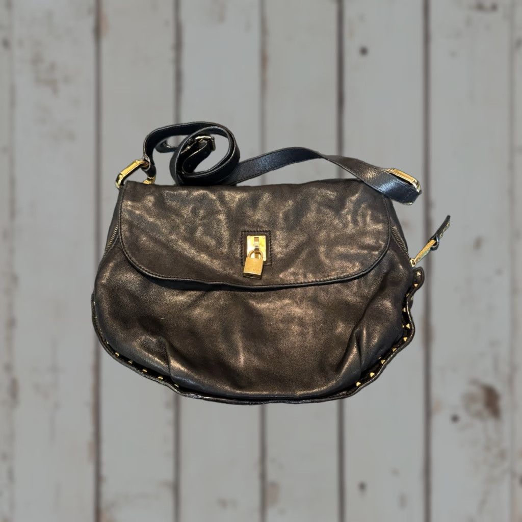 Marc Jacobs VINTAGE MARC JACOBS Shoulder Bag Studded Leather Made In Italy Black Women Adult Regular Leather Brown Accent Zipped Magnetic Closure Size ONE SIZE - 1 Thumbnail