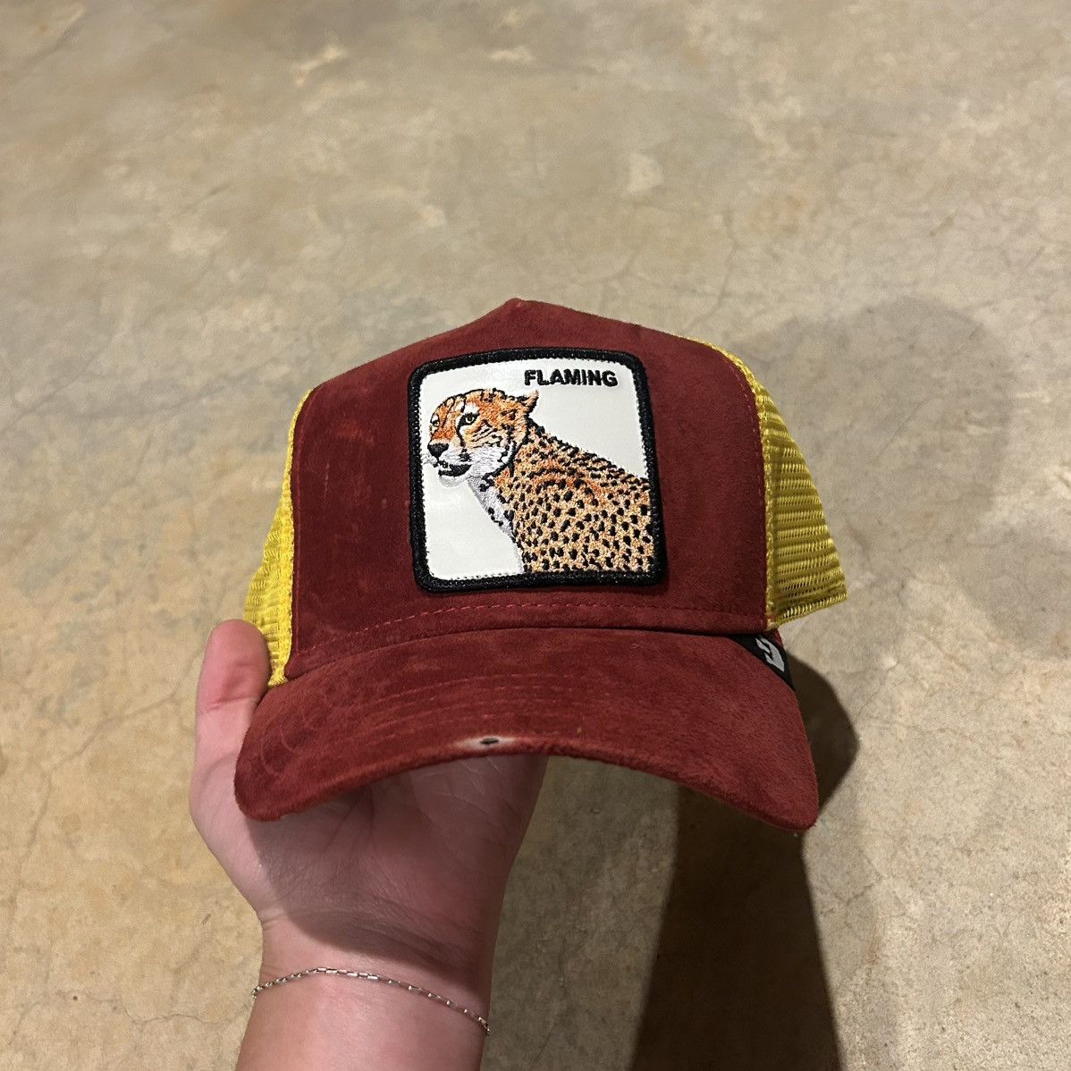 Goorin Bros. Goorin Bros “Flaming” Cheetah Suede Trucker Hat Rare Size ONE SIZE - 1 Thumbnail