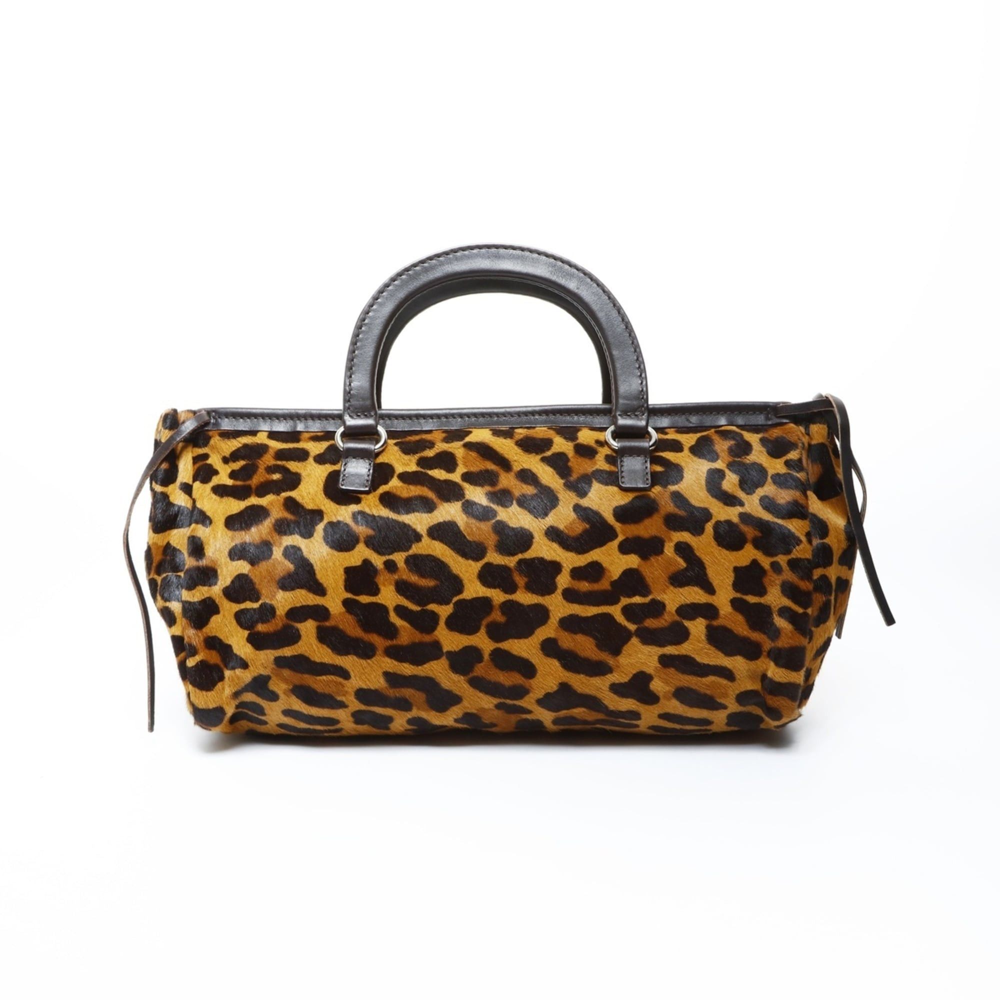 Prada Prada pony leopard print handbag in brown Size ONE SIZE - 1 Thumbnail