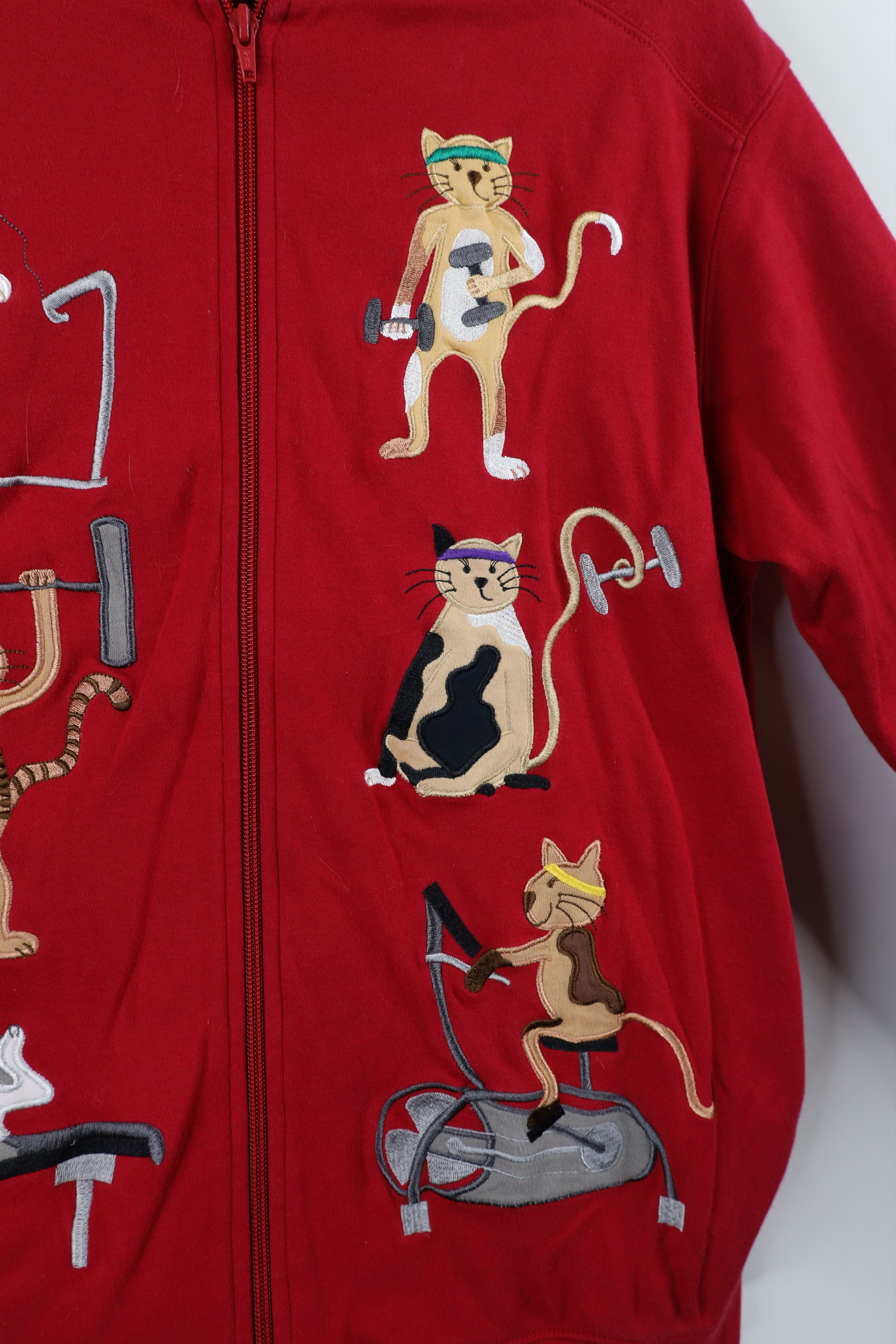Vintage Vintage 90s Streetwear Cat Kitten Gym Full Zip Sweatshirt Size M / US 6-8 / IT 42-44 - 5 Thumbnail