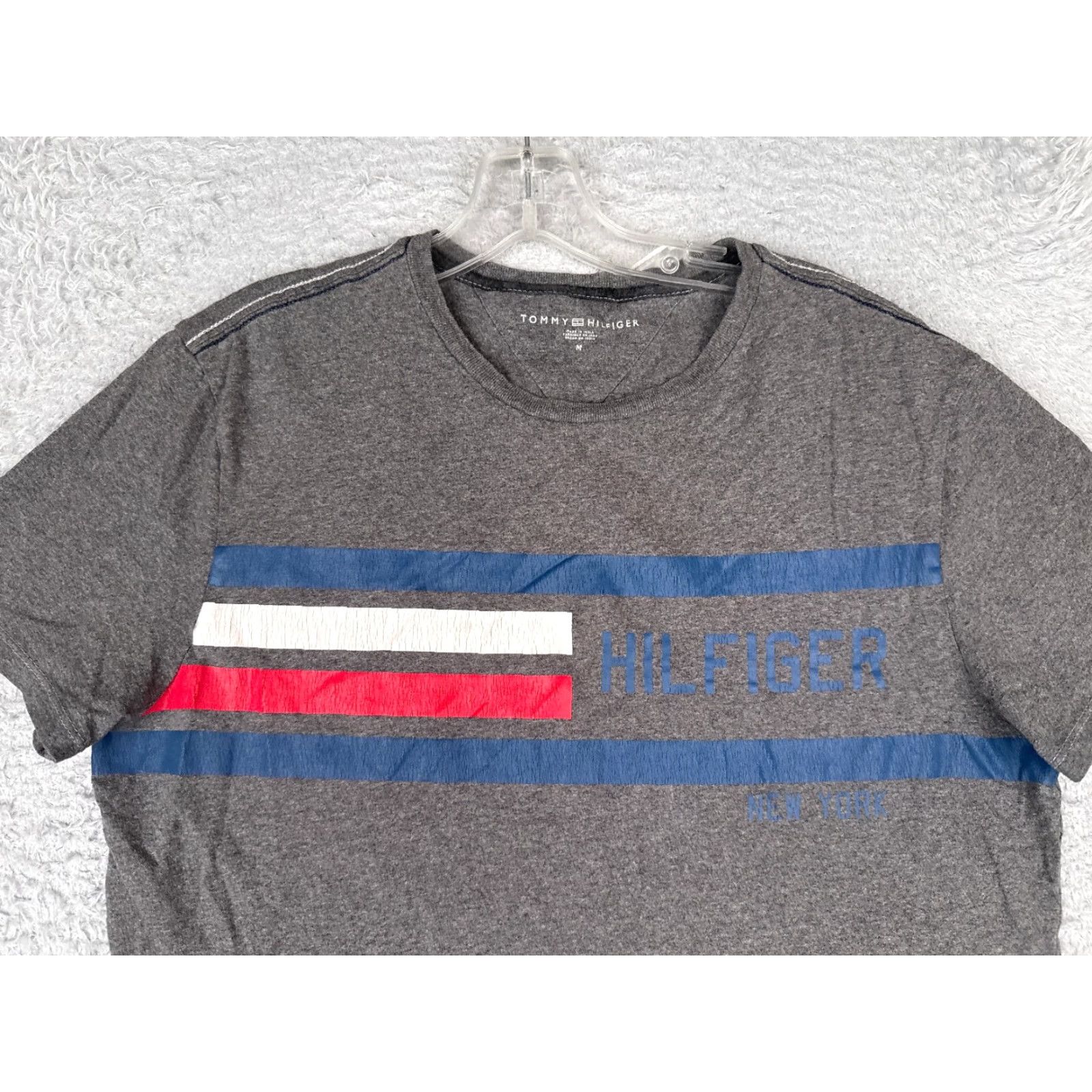 Tommy Hilfiger Tommy Hilfiger Shirt Adult Medium Gray Short Sleeve Crew Neck 100% Cotton READ Size US M / EU 48-50 / 2 - 4 Thumbnail