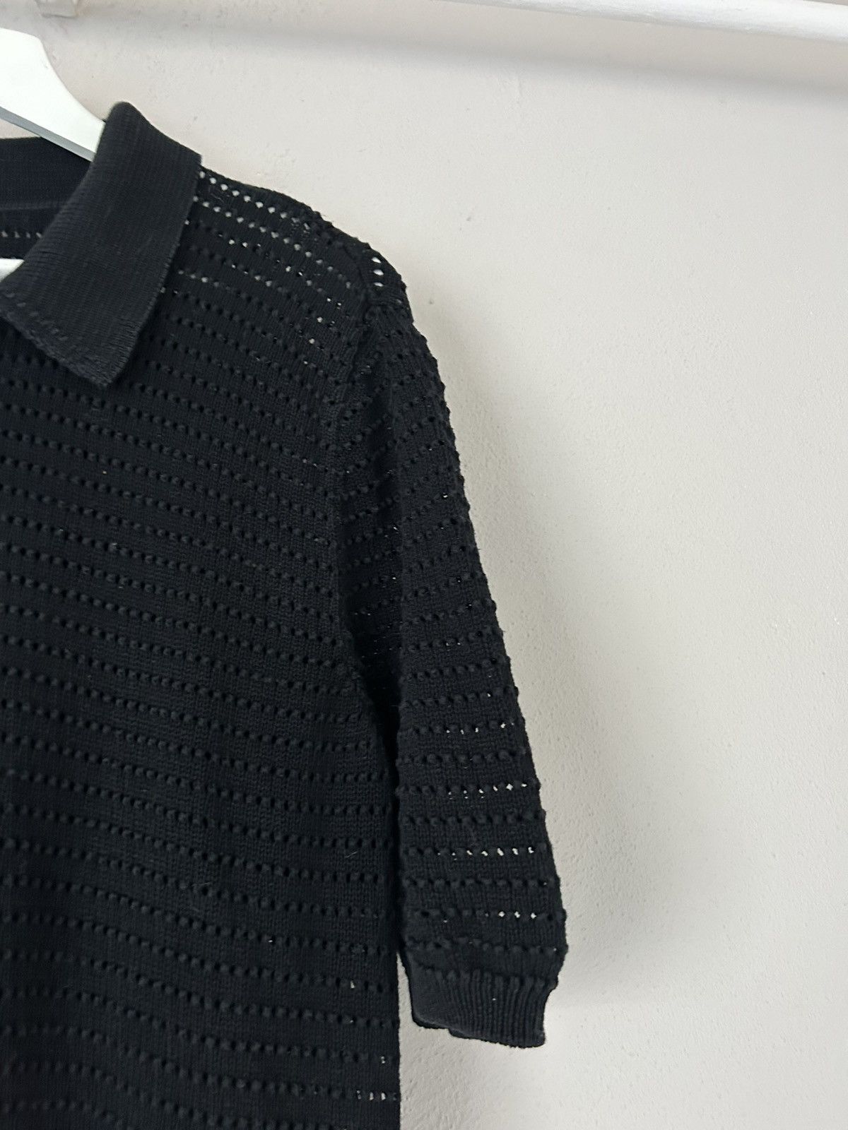 Maison Margiela Black Knit Polo with Open-Weave Design Size US L / EU 52-54 / 3 - 4 Thumbnail