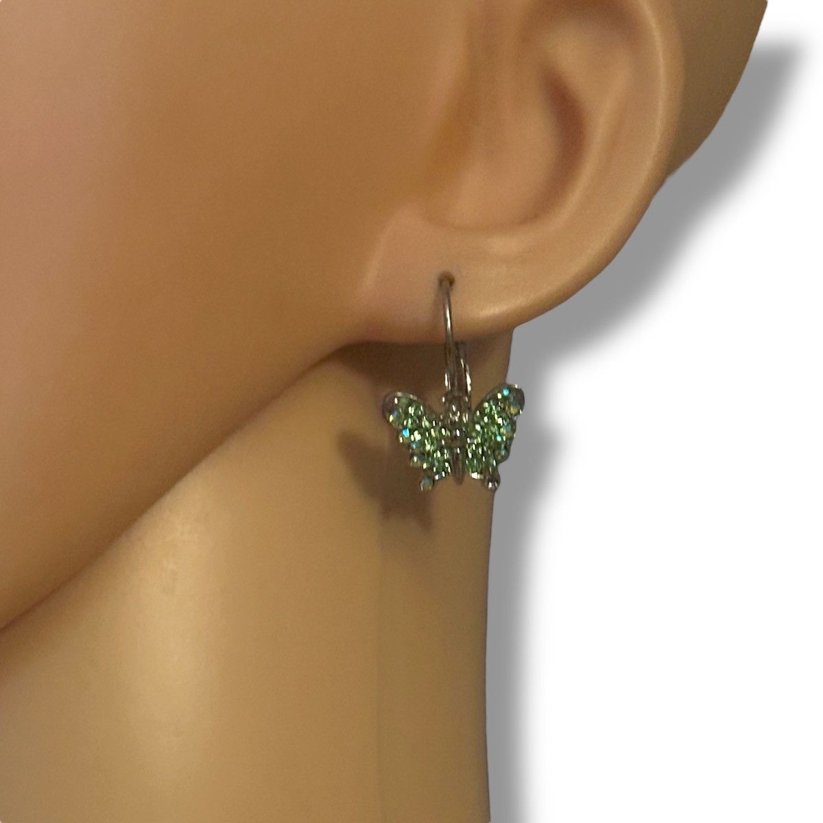 Other Silver tone AB green crystal butterfly leverback earrings Size ONE SIZE - 3 Thumbnail