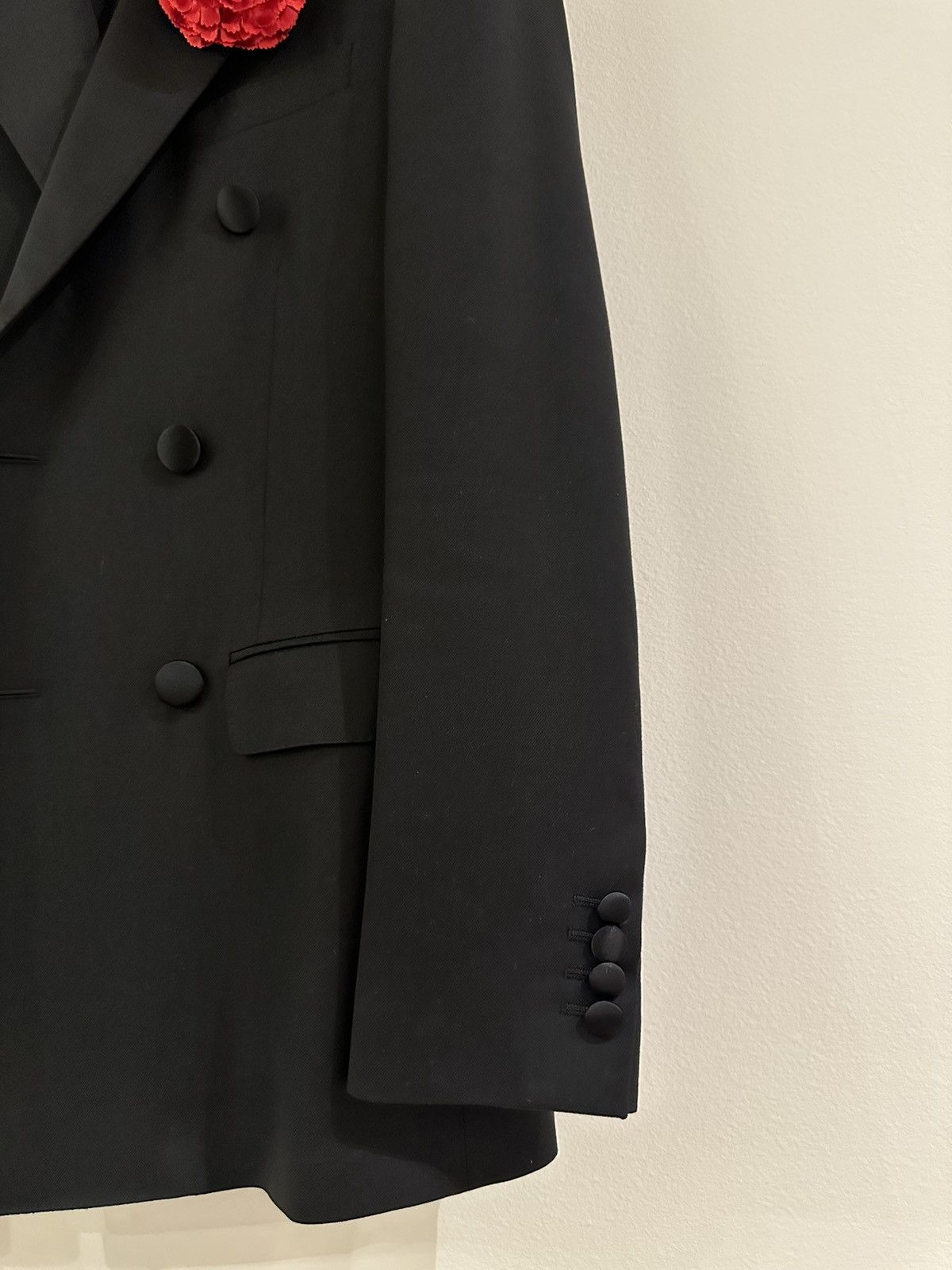 Celine × Hedi Slimane SS20 Tuxedo Jacket Double Breasted Black Wool Gabardine Size 44R - 7 Thumbnail
