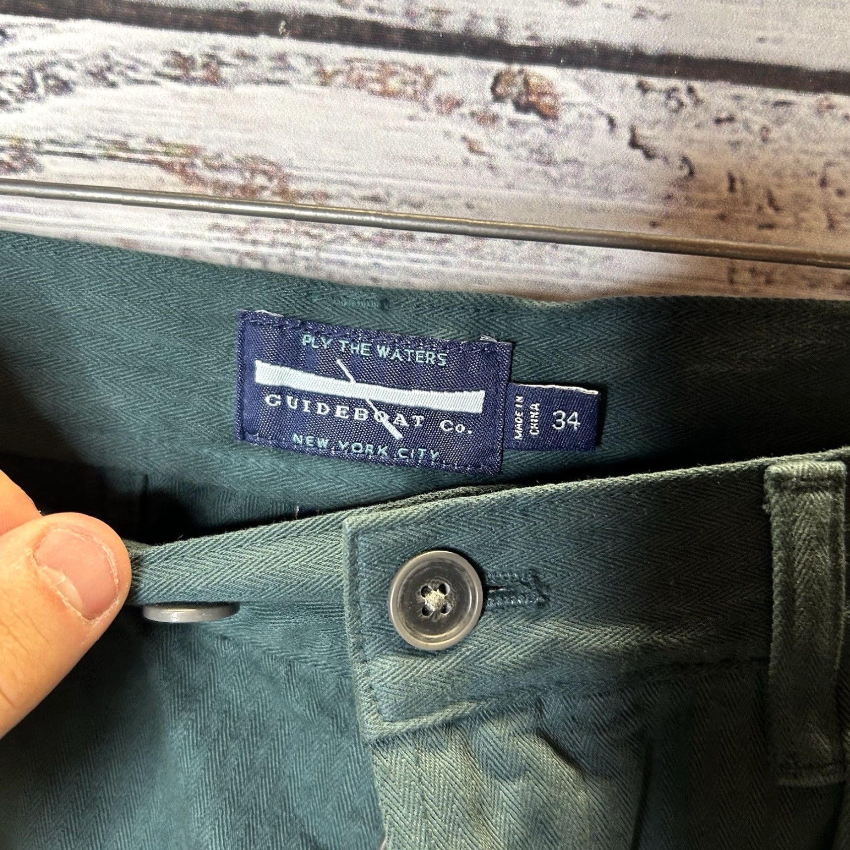 CO VINTAGE Guideboat Co Green Cotton Chino Pants Straight Leg 34x31 Men City Casual Waist 34 Inseam 31 Size 34 Pants Size US 34 / EU 50 - 6 Thumbnail