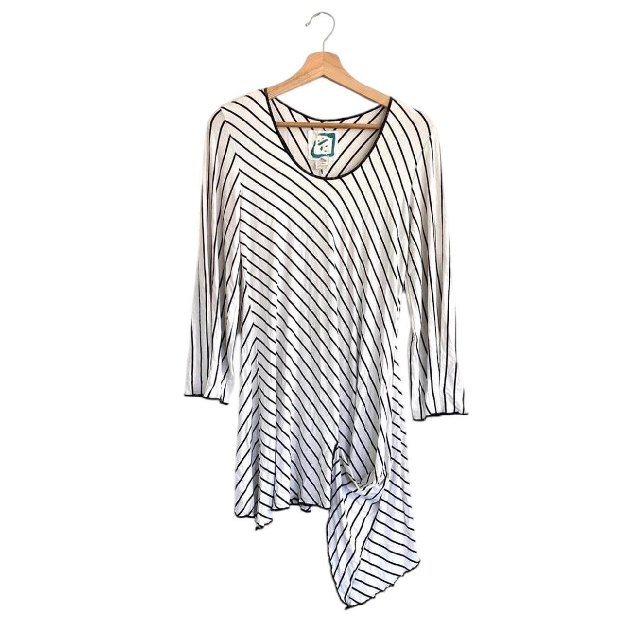Vintage T. ELLIOT WHITE BLACK STRIPED ASYMMETRICAL MINI DRESS MEDIUM Size M / US 6-8 / IT 42-44 - 1 Thumbnail