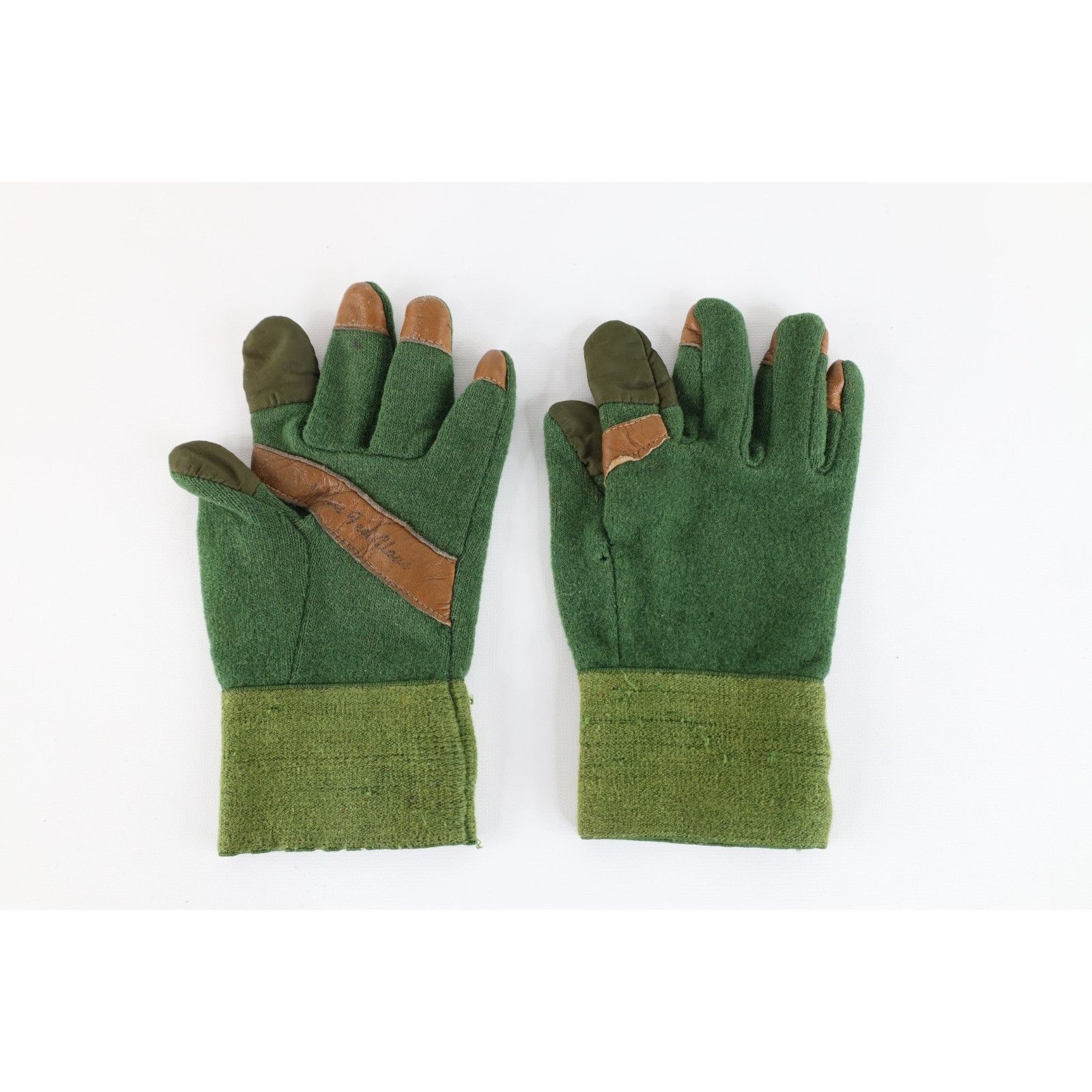 Morris Vintage 70s Morris Feel Gloves Wool Leather Hunting Gloves Size ONE SIZE - 1 Thumbnail