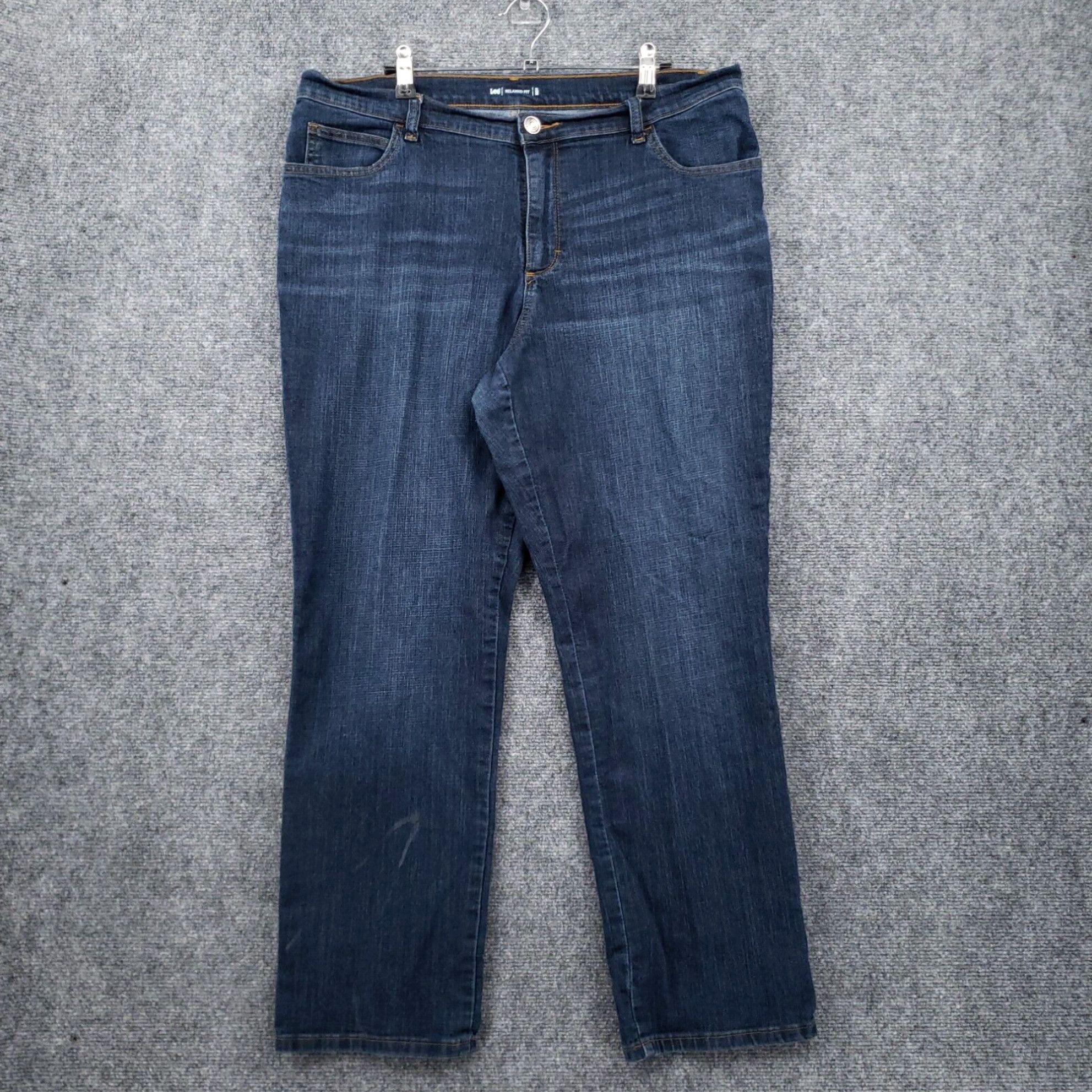Lee Classic Five Pocket Blue Denim Straight Leg Relaxed Fit Mid-Rise ...