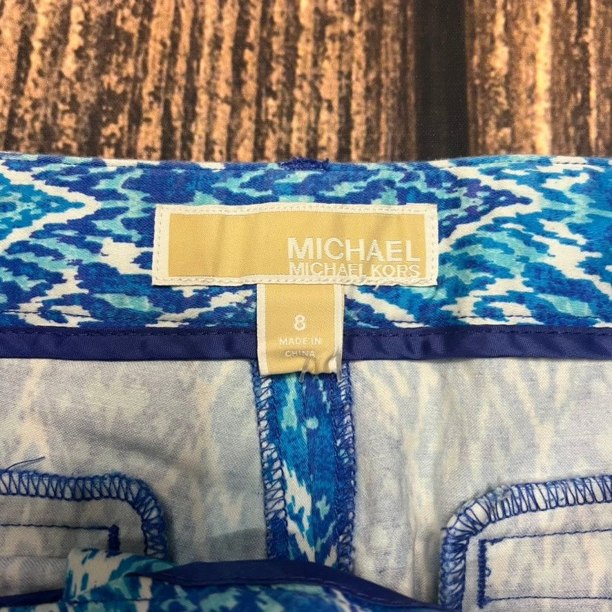 Michael Kors Michael Kors Women's Size 8 Blue Geometric Ankle Pants Size 30" / US 8 / IT 44 - 2 Thumbnail