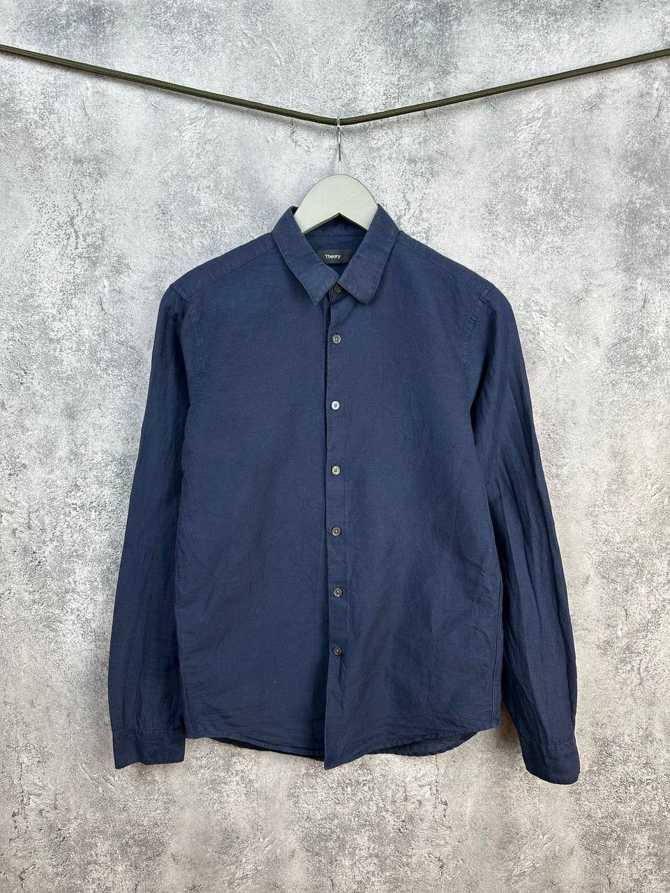 Theory Theory Irving Ramiro Linen Cotton Shirt Navy Blue Size US XS / EU 42 / 0 - 1 Thumbnail