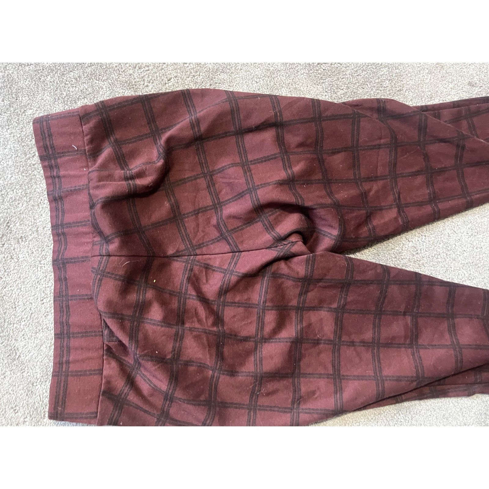Loft VINTAGE LOFT Women Ankle Leggings Size M Casual Holiday Winter Plaid Red Stretch Size 32" / US 10 / IT 46 - 4 Thumbnail