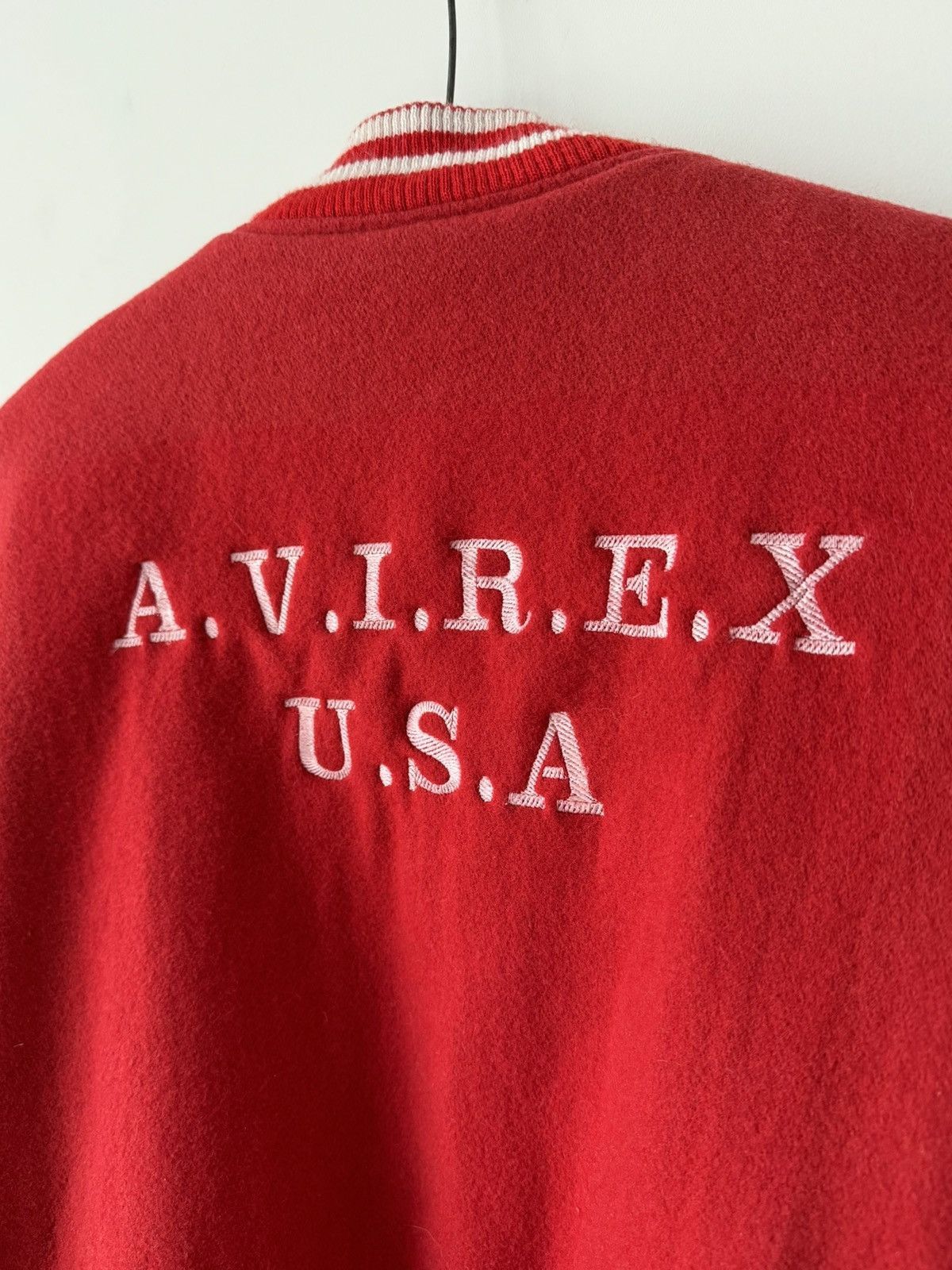 Avirex × Vintage Vintage 90s Avirex USA Varsity Wool Leather Red Jacket Size US M / EU 48-50 / 2 - 2 Thumbnail