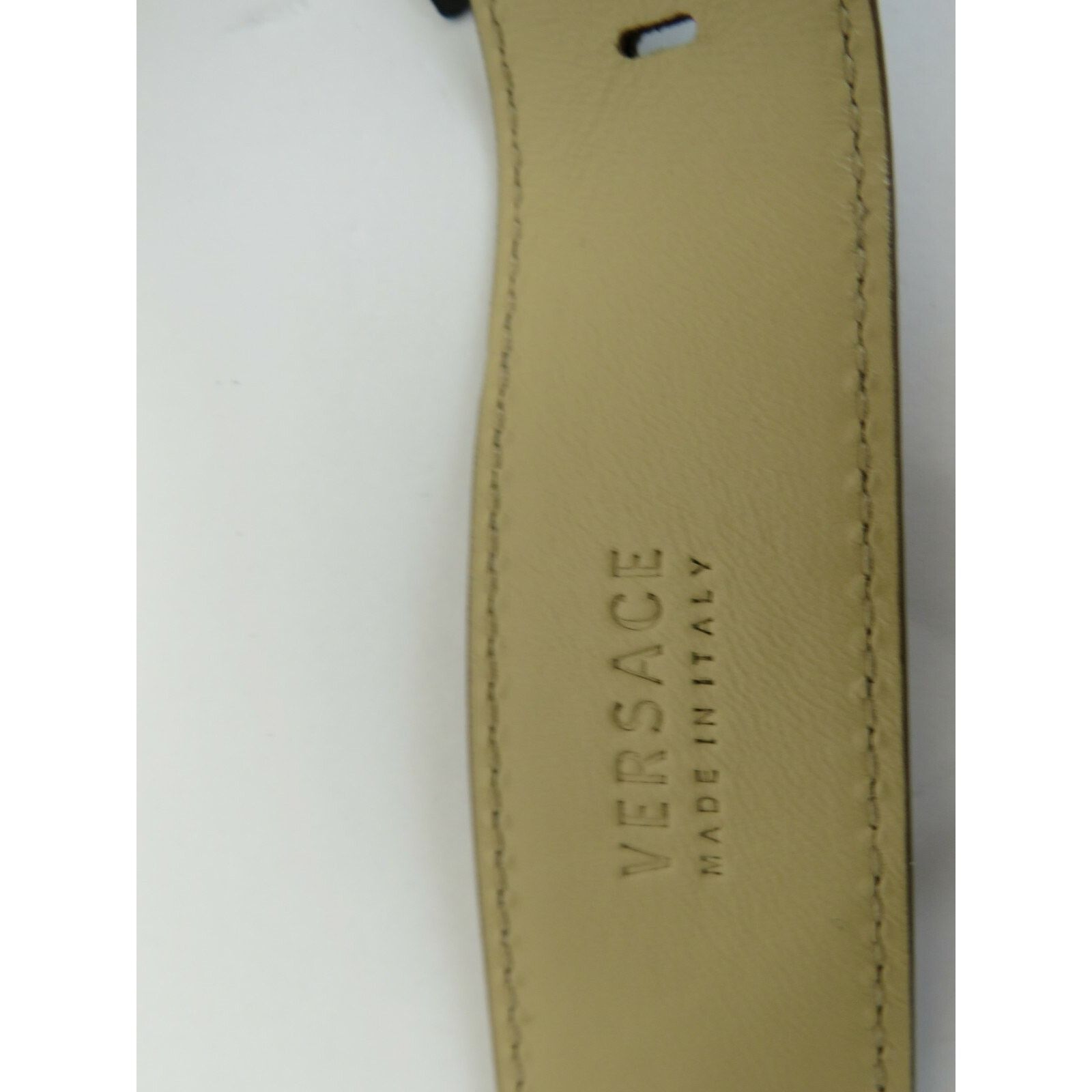 Versace VERSACE BEIGE LEATHER GOLD TONE CHAIN BUCKLE BELT 95 38 $1K Size ONE SIZE - 9 Thumbnail