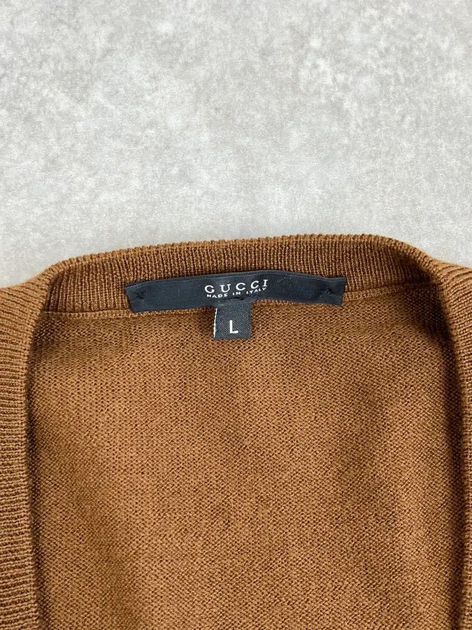 Gucci 2010s Gucci Brown Wool V-Neck Sweater Size US M / EU 48-50 / 2 - 8 Thumbnail