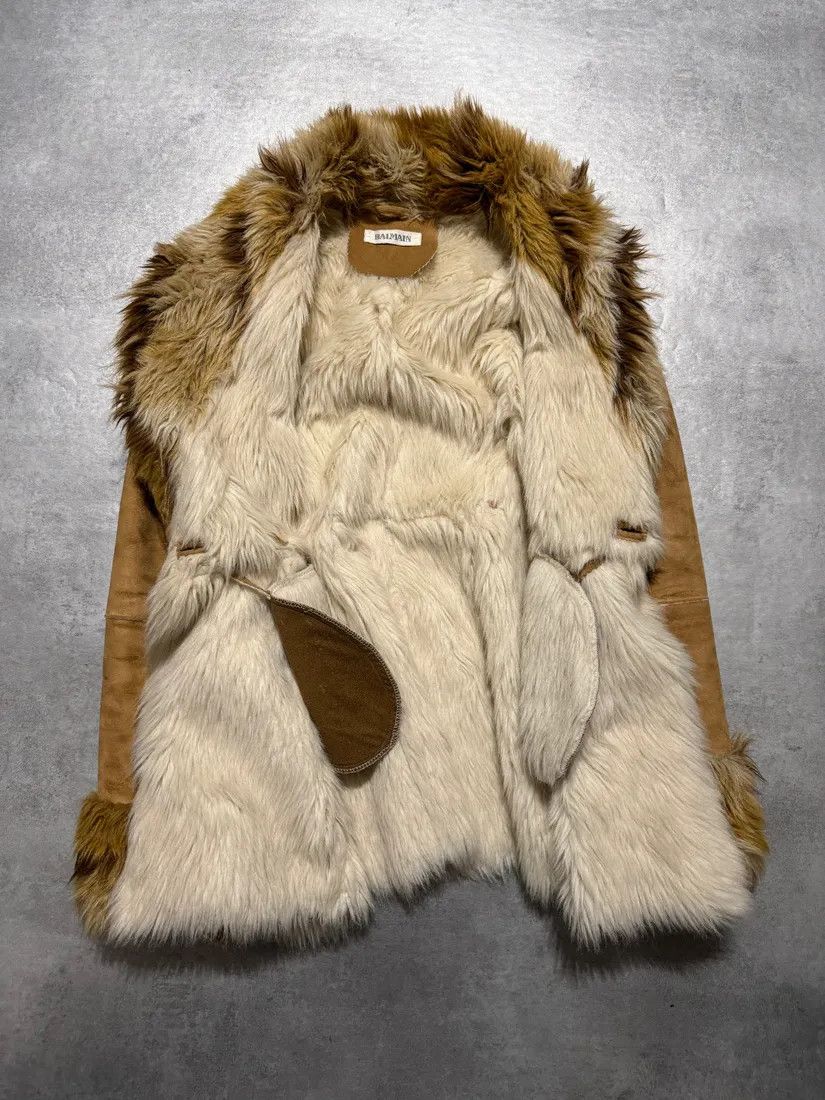 Balmain × Vintage 2000s Balmain Faux Fur Camel Jacket Size S / US 4 / IT 40 - 6 Thumbnail