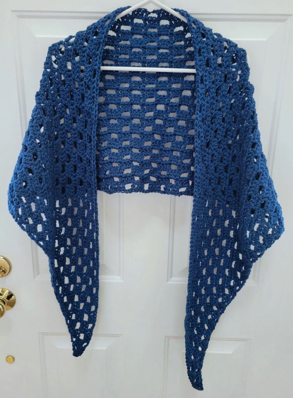 Other 78" Shawl Wrap Scarf - Celtic Blue - Hand Crochet Knit Size ONE SIZE - 2 Thumbnail