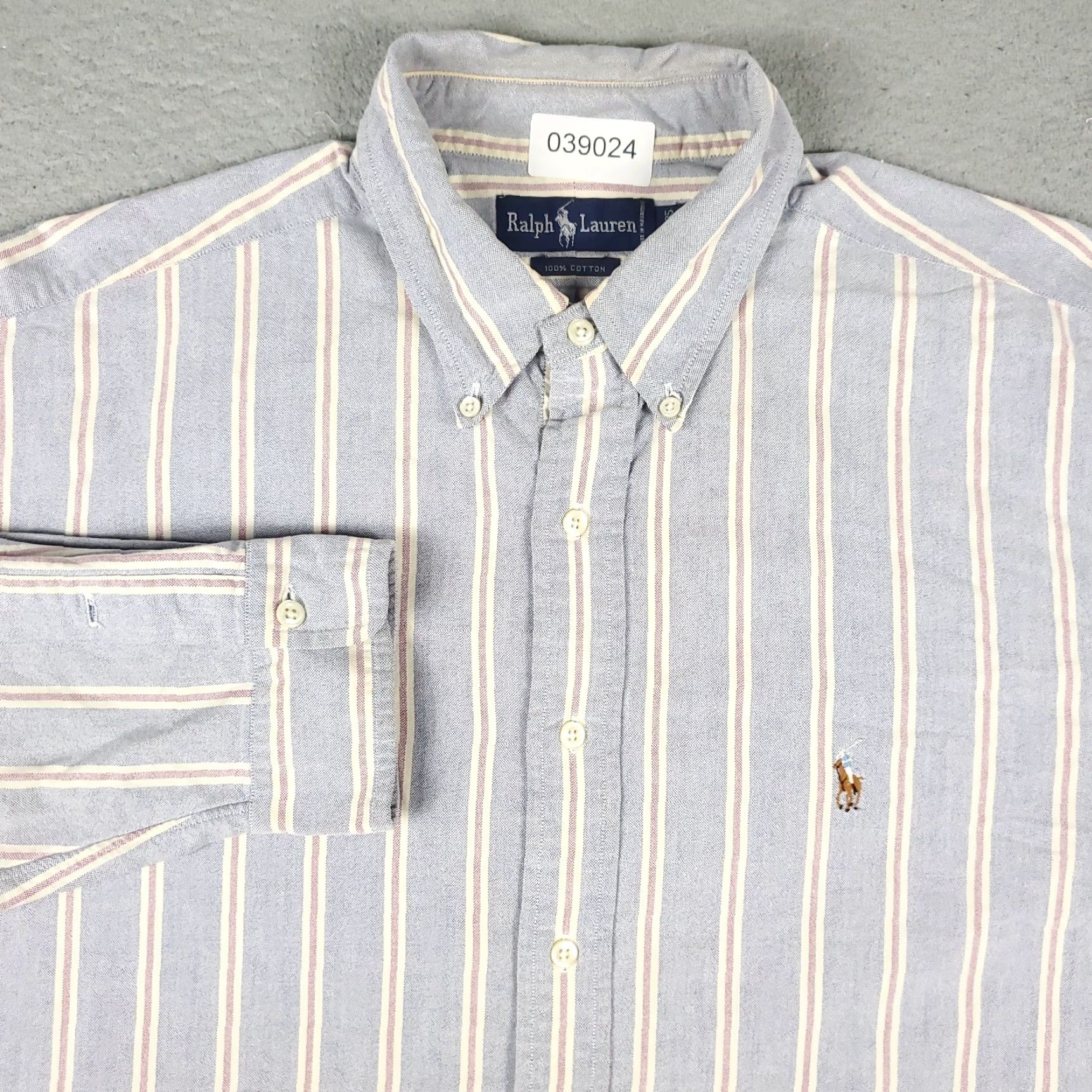 Ralph Lauren Ralph Lauren Shirt Mens 17.5 Blue Striped Pony Dress Button Up Long Sleeve Classic Casual Workwear 17.5 Navy Blue Mens Size 46R - 2 Thumbnail