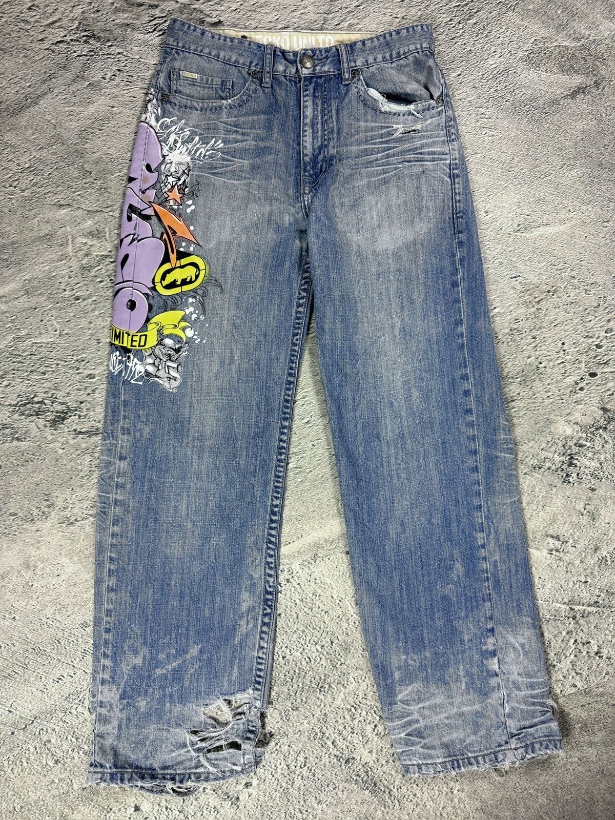 Ecko Unltd. Ecko Vitage jeans denim baggy pants Y2K print Size US 31 - 7 Thumbnail