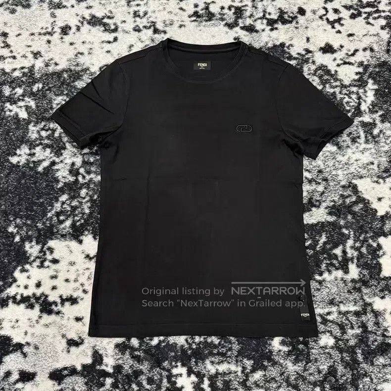 Fendi Black Chest Embroidered Logo Short Sleeve
