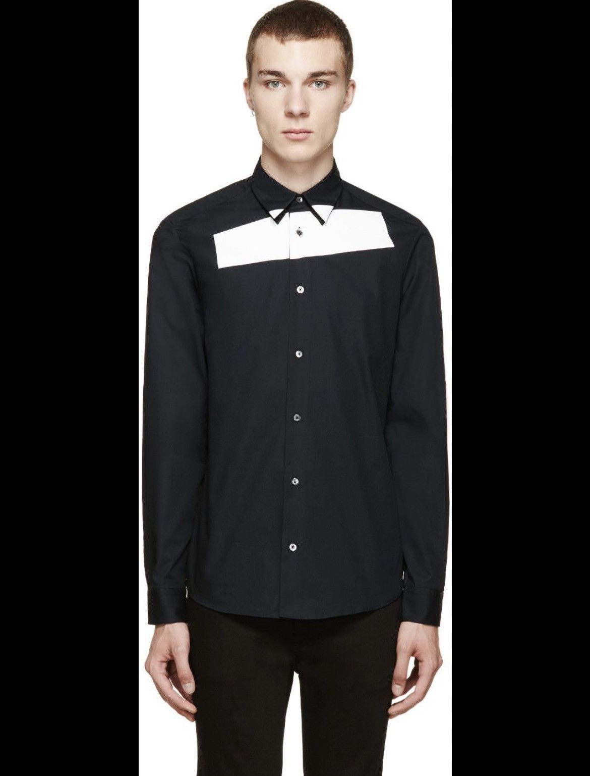Alexander McQueen ALEXANDER MCQUEEN MCQ BLACK & WHITE TAPE SHIRT Size US M / EU 48-50 / 2 - 2 Thumbnail