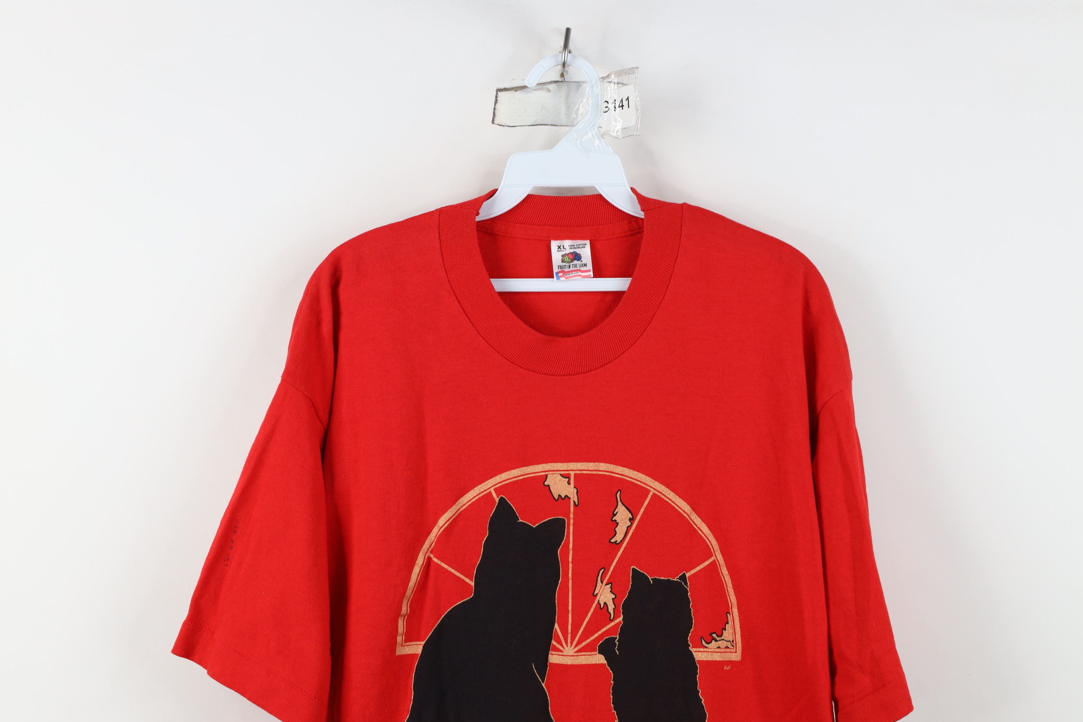 Vintage Vintage 90s Streetwear Kitten House Cat T-Shirt Red USA Size XL / US 12-14 / IT 48-50 - 2 Thumbnail