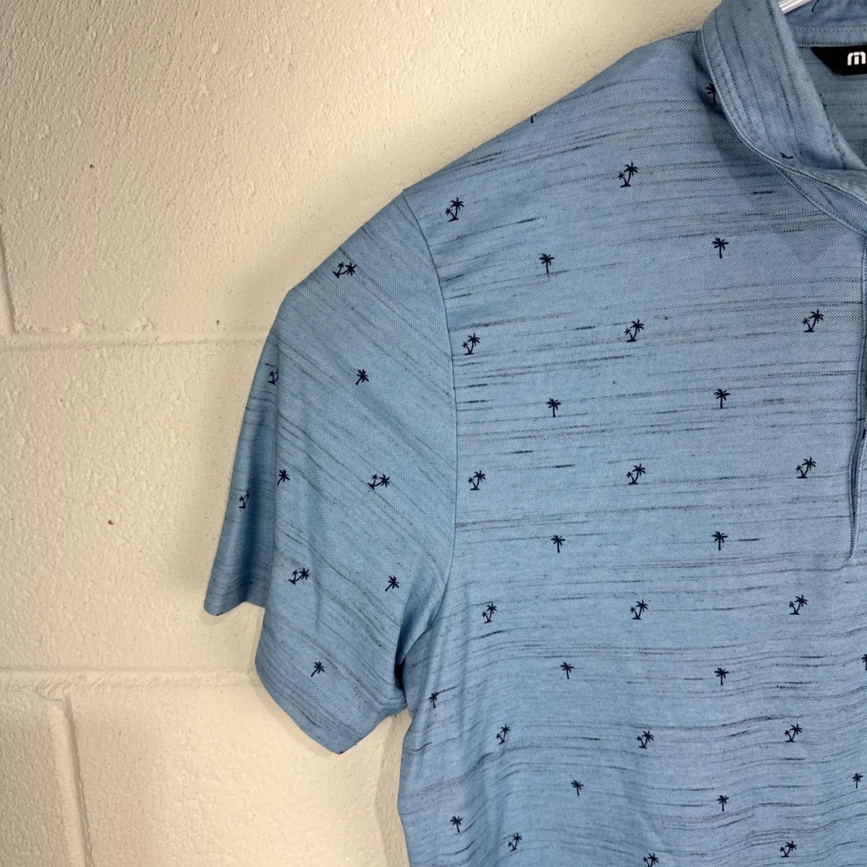 TravisMathew Travis Mathew Golf Polo Shirt Men's XL Palm Tree Blue Pima Cotton Blend Size US XL / EU 56 / 4 - 4 Thumbnail