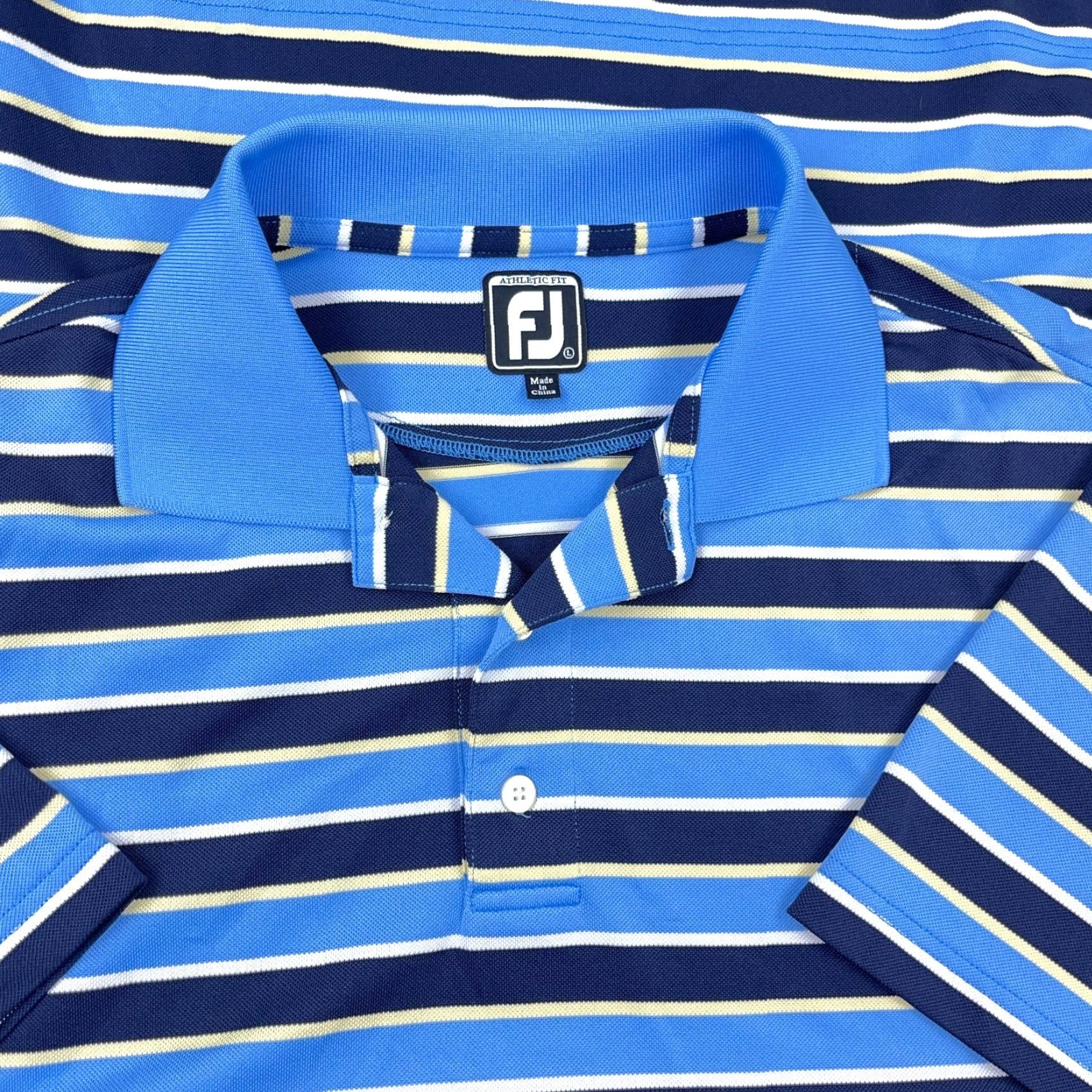Footjoy FootJoy Polo Shirt Men L Blue Striped Athletic Fit Performance Wicking Golf Shirt Size US L / EU 52-54 / 3 - 2 Thumbnail