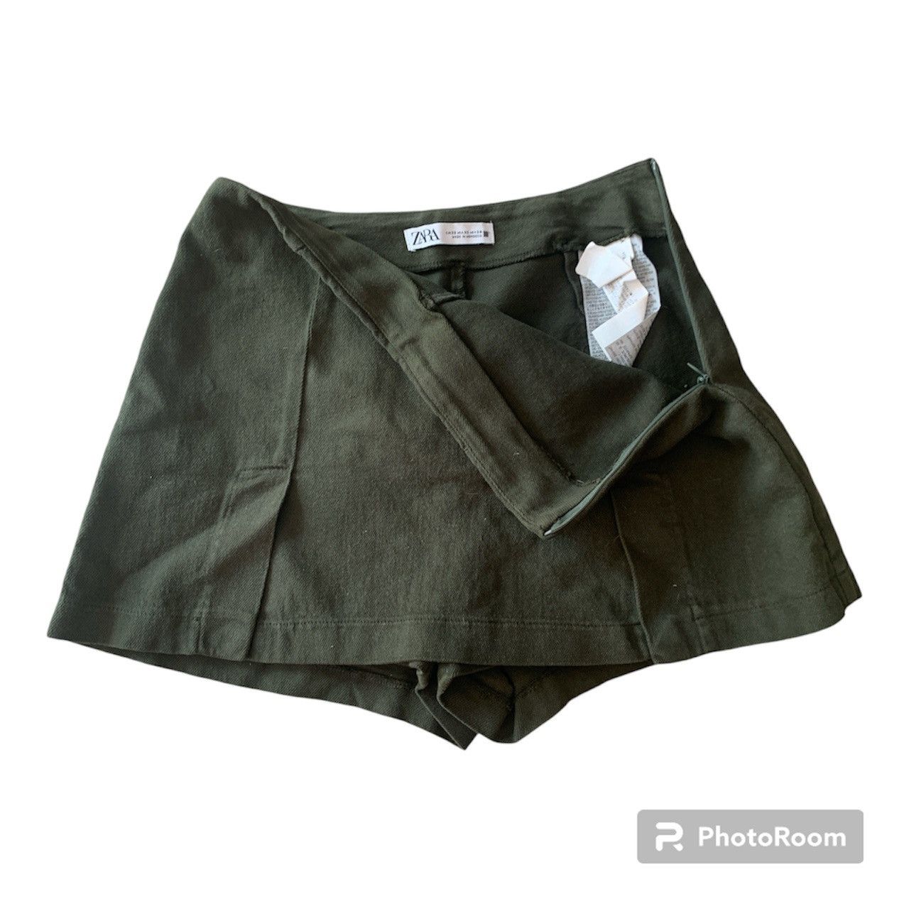 Zara NEW Zara Dark Green Denim Mini ‘Skort’ Y2K Style Size 27" / US 4 / IT 40 - 5 Thumbnail