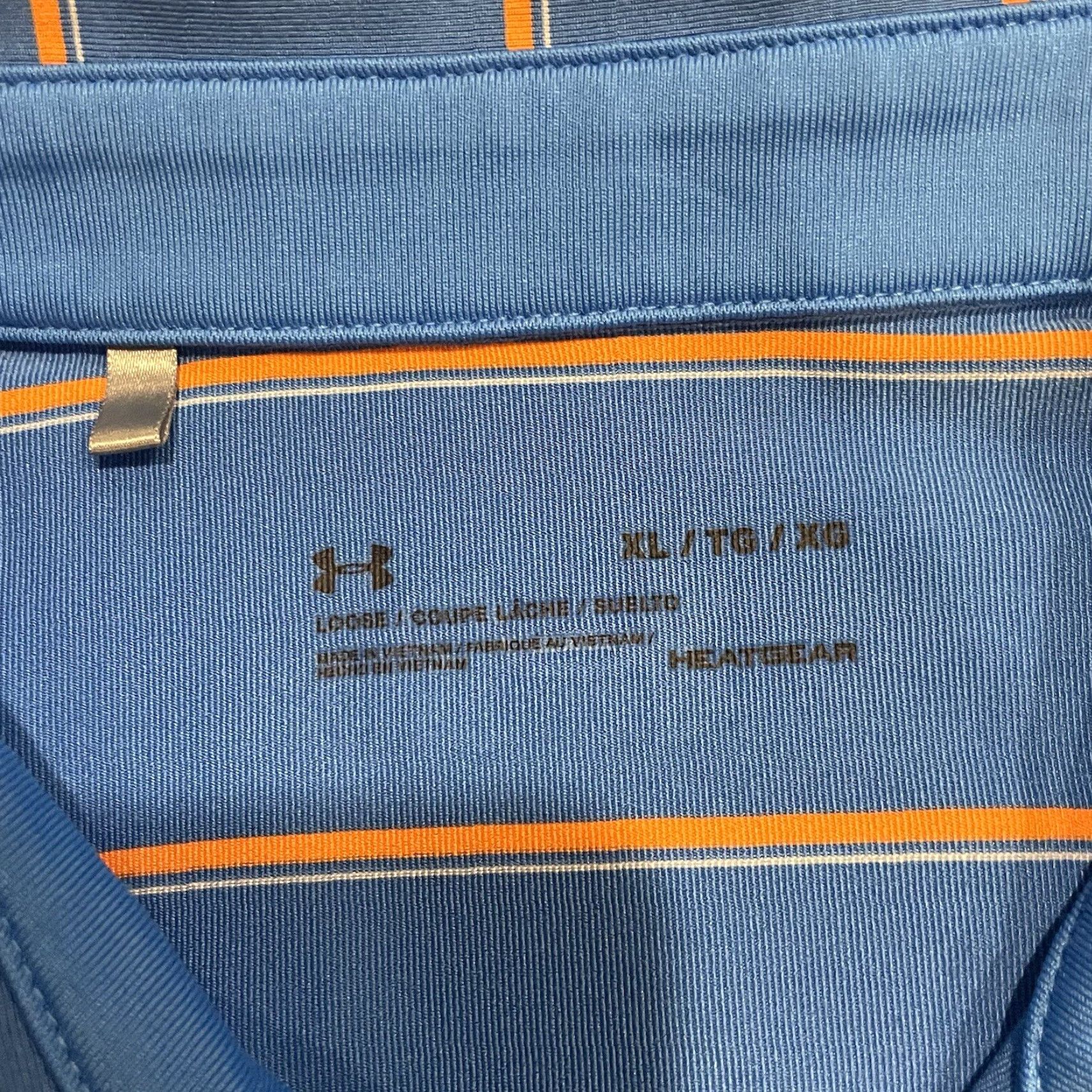 Under Armour Under Armour Polo Shirt Men XL Blue Orange Striped HeatGear Fitness Golf Tennis Travel Casual Relaxed Shirt Womens? No, Men. Size US XL / EU 56 / 4 - 4 Thumbnail