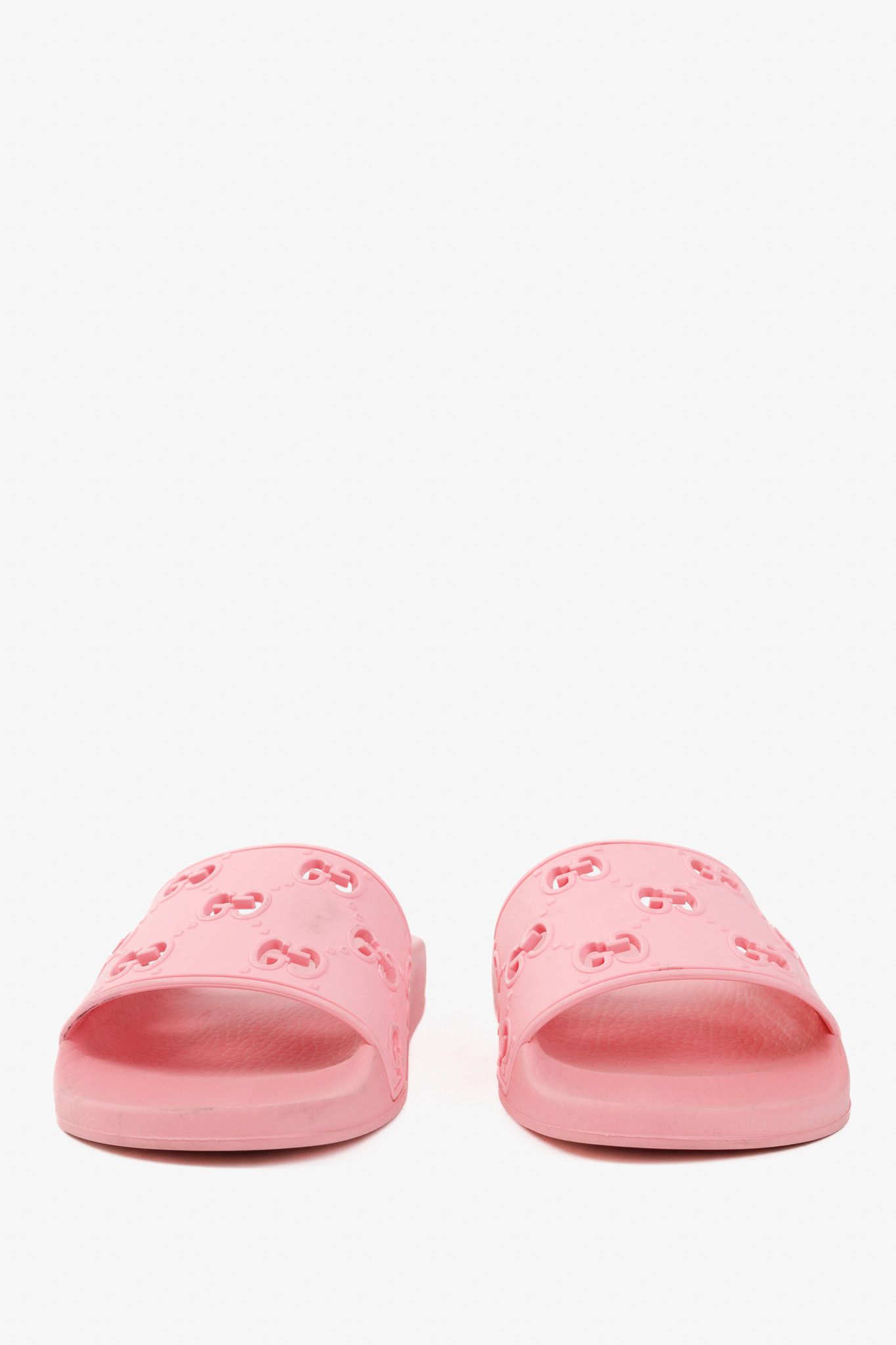 Gucci Gucci Pink Rubber GG Slide Sandals Size US 8.5 / IT 38.5 - 3 Thumbnail