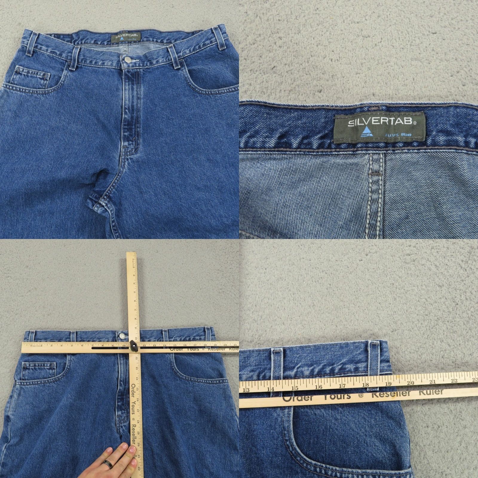 Denime VINTAGE Levis SilverTab 36x30 Y2K Baggy Skater Grunge Wide Leg Denim 90s Size US 36 / EU 52 - 8 Thumbnail
