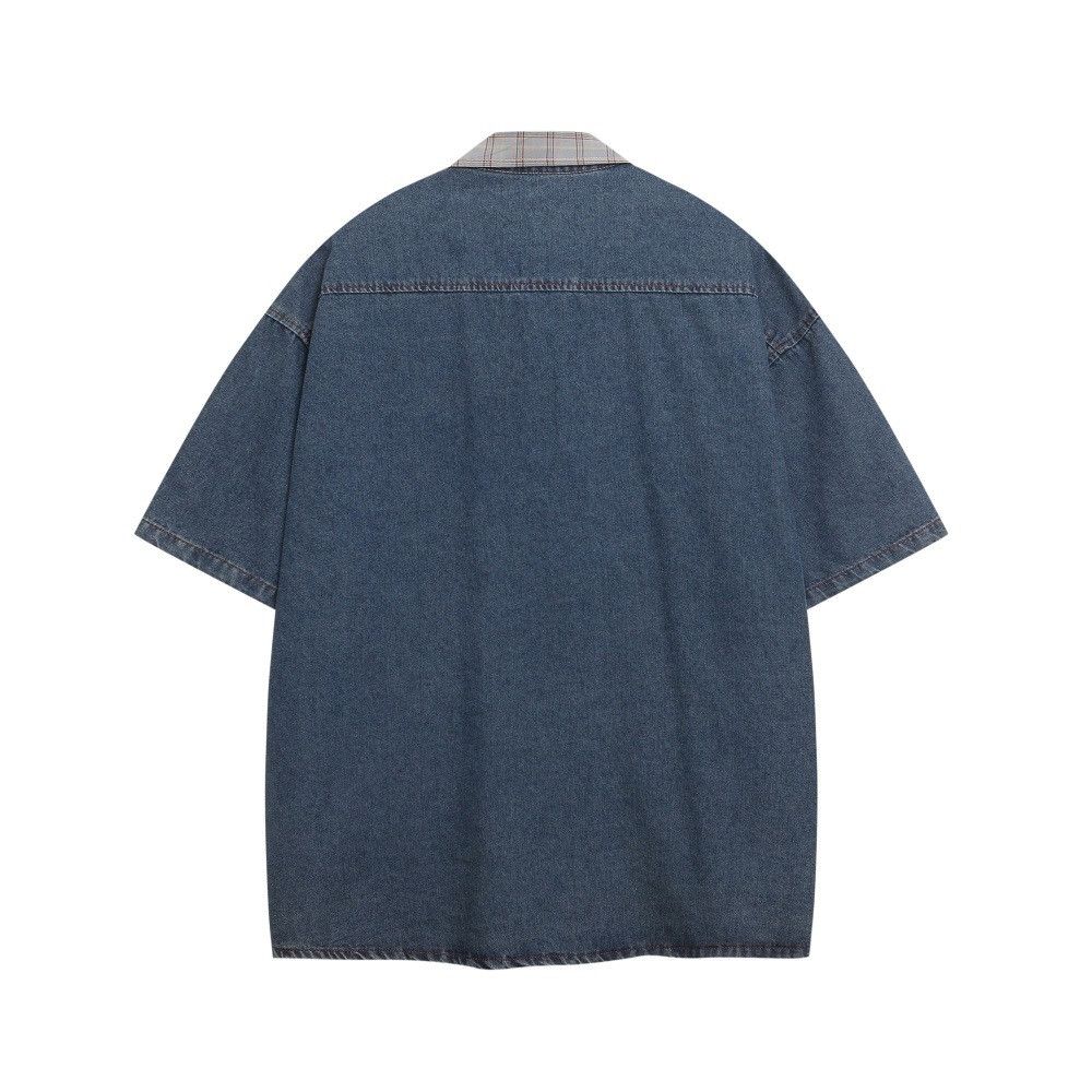 Japanese Brand × Vintage Men's trendy irregular patch embroidered washed denim shirt Size US M / EU 48-50 / 2 - 2 Thumbnail