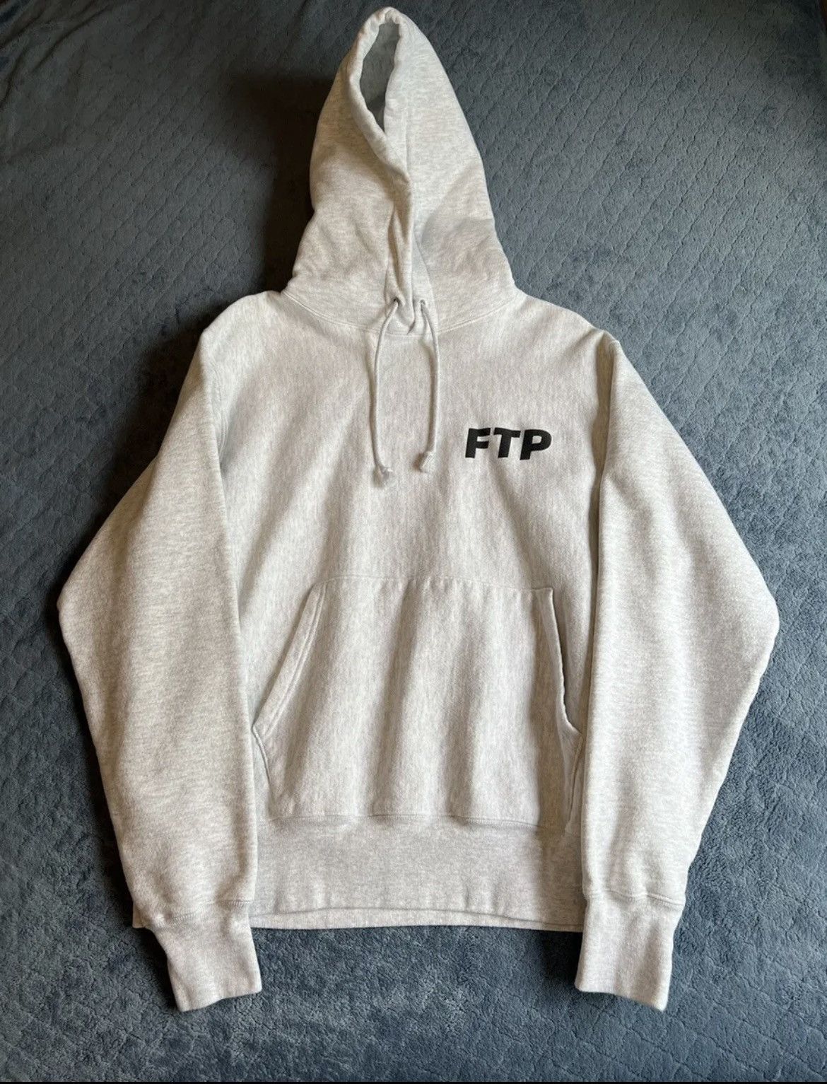 Champion FTP Champion Logo Reverse Weave Hoodie Ash Grey | Grailed