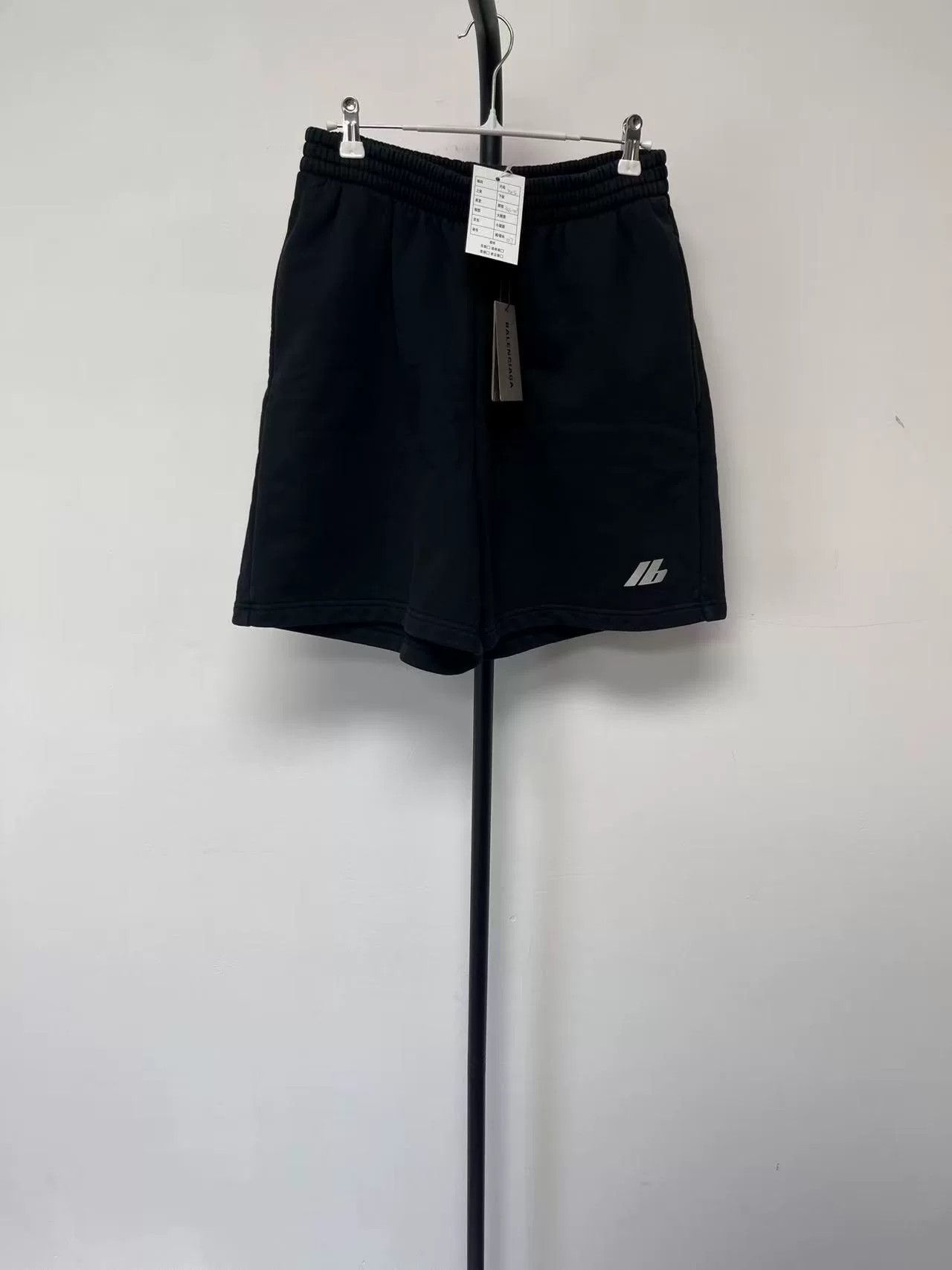 balenciaga logo print black casual shorts