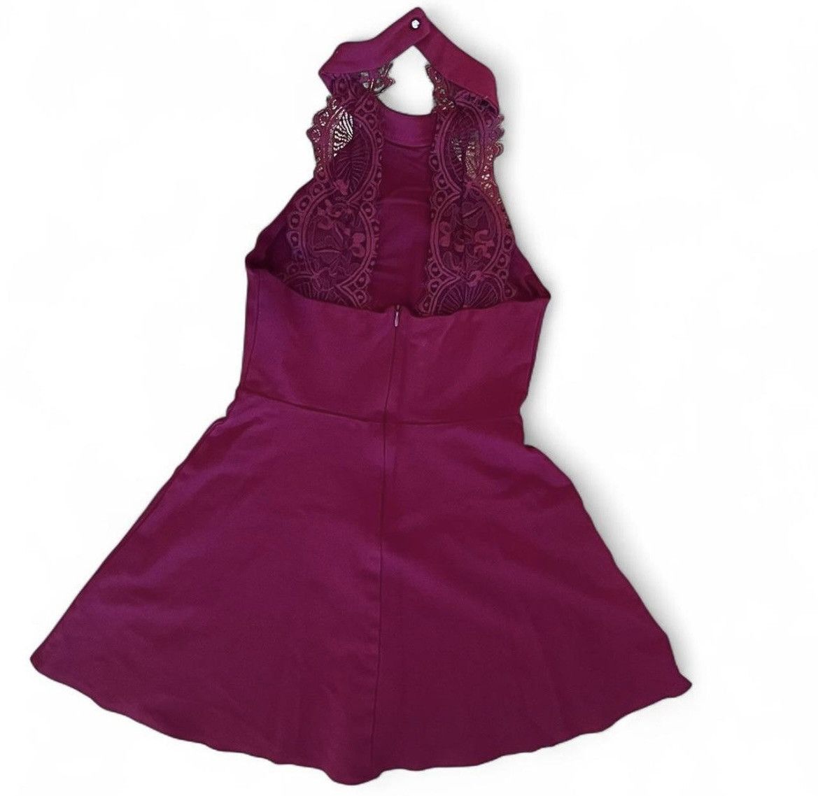 Lulus Lulus Burgundy Lace Halter Skater Dress – Women’s M Size M / US 6-8 / IT 42-44 - 3 Thumbnail