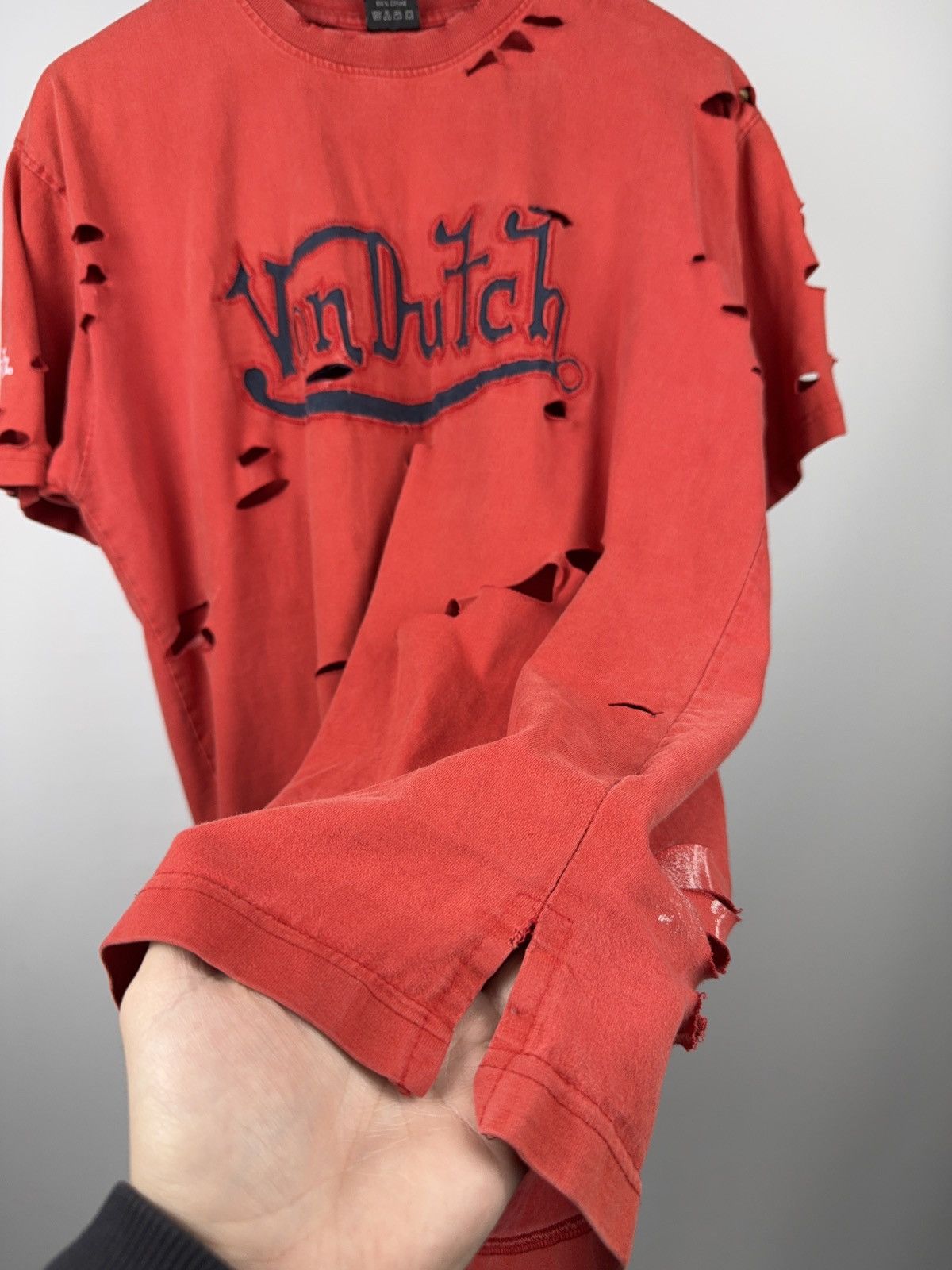 Von Dutch Von Dutch Faded Distressed Logo T Shirt Y2K Biker Grunge XL Size US XL / EU 56 / 4 - 10 Thumbnail