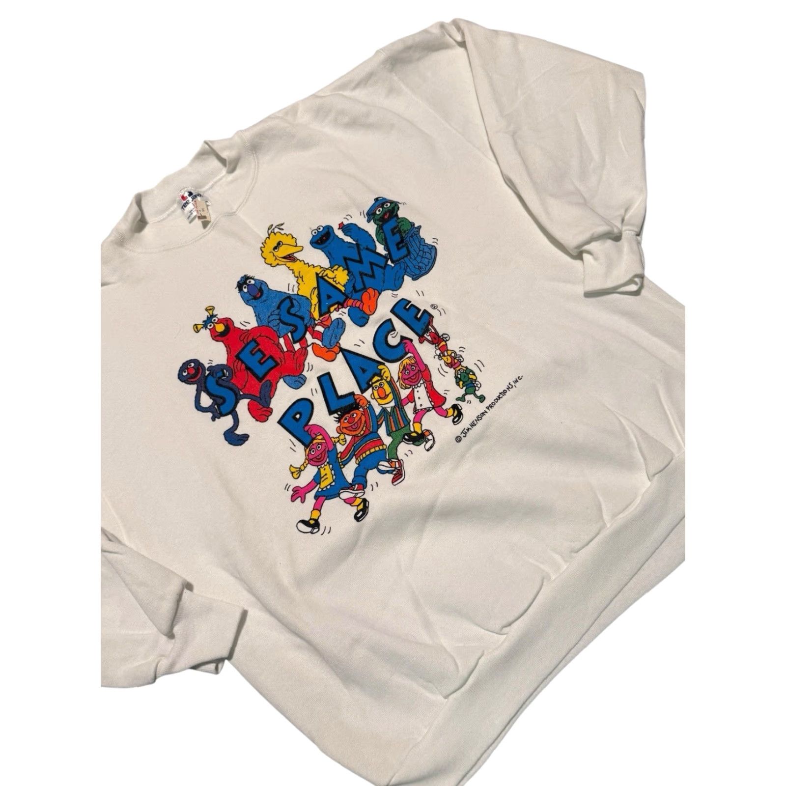 Vintage VINTAGE Sesame Place Elmo Big Bird White Sweatshirt Large NWT USA Shirt Mens 90s Graphic Print Crew Neck Cotton Knit Sungert? Size US L / EU 52-54 / 3 - 3 Thumbnail