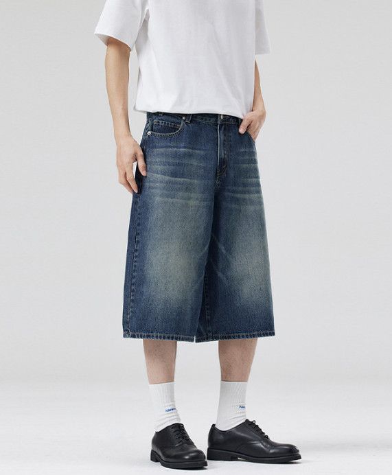 Japanese Brand American men's straight wide-leg baggy denim shorts Size US 32 / EU 48 - 3 Thumbnail